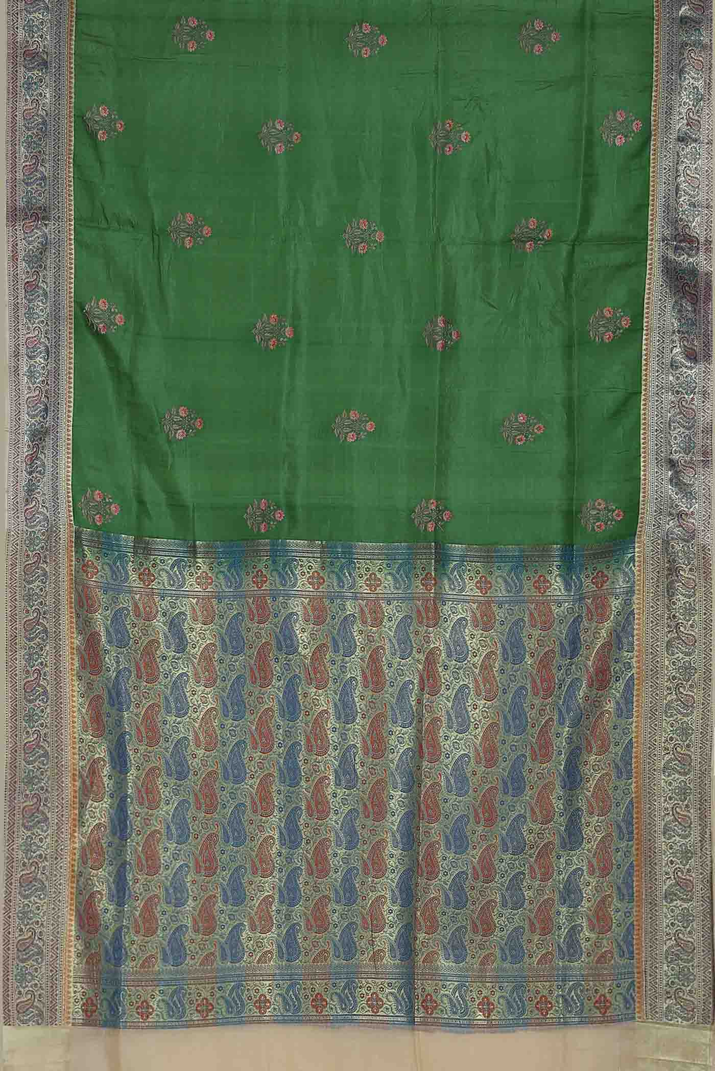 Green Banarasi Tussar Silk Saree