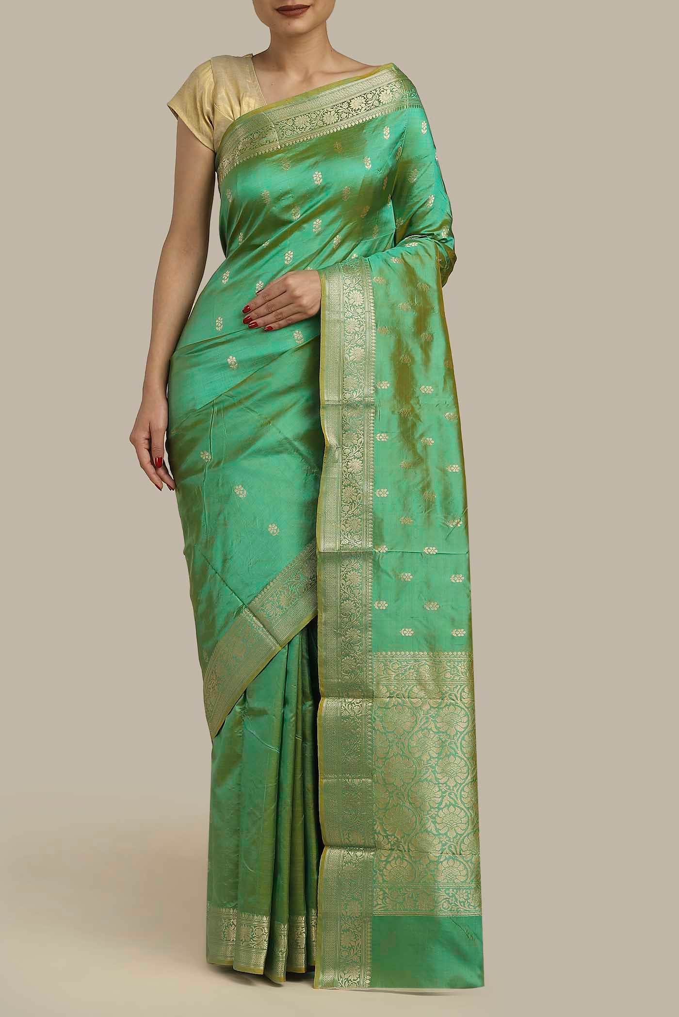 Green Banarasi Katan Silk Saree