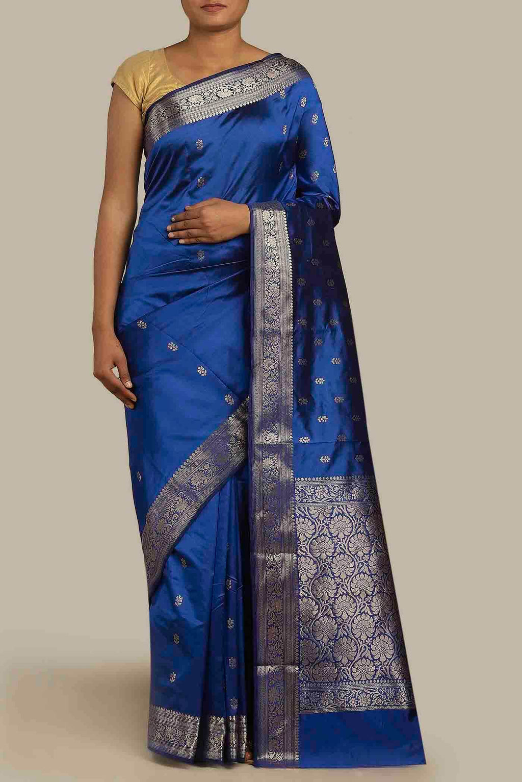 Blue Banarasi Katan Silk Saree