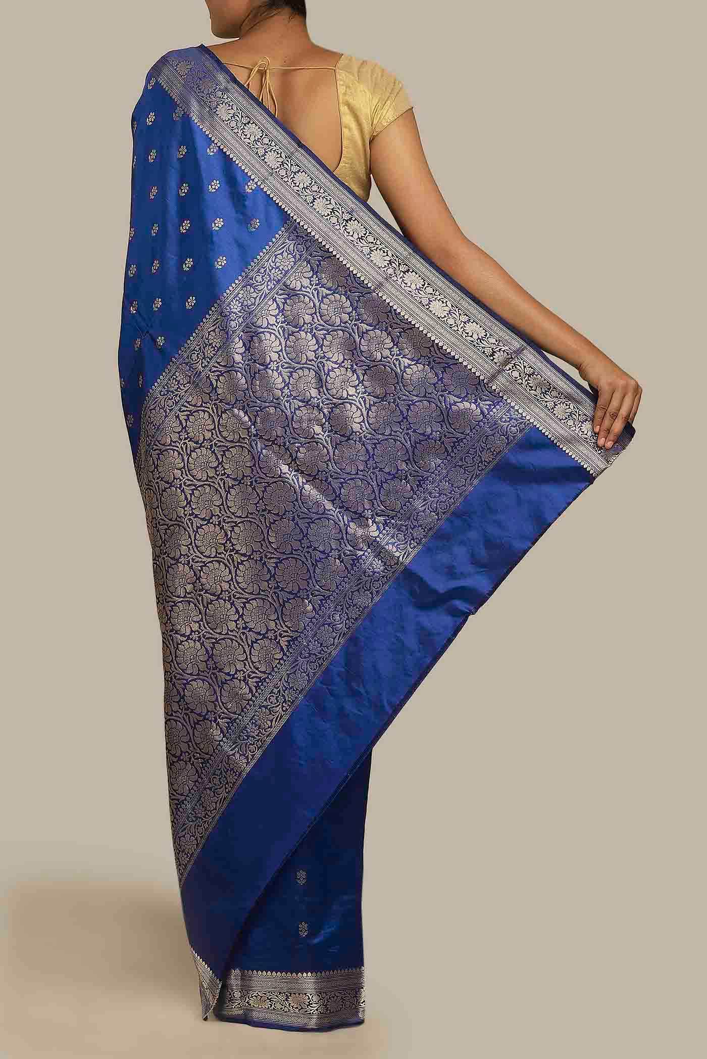 Blue Banarasi Katan Silk Saree