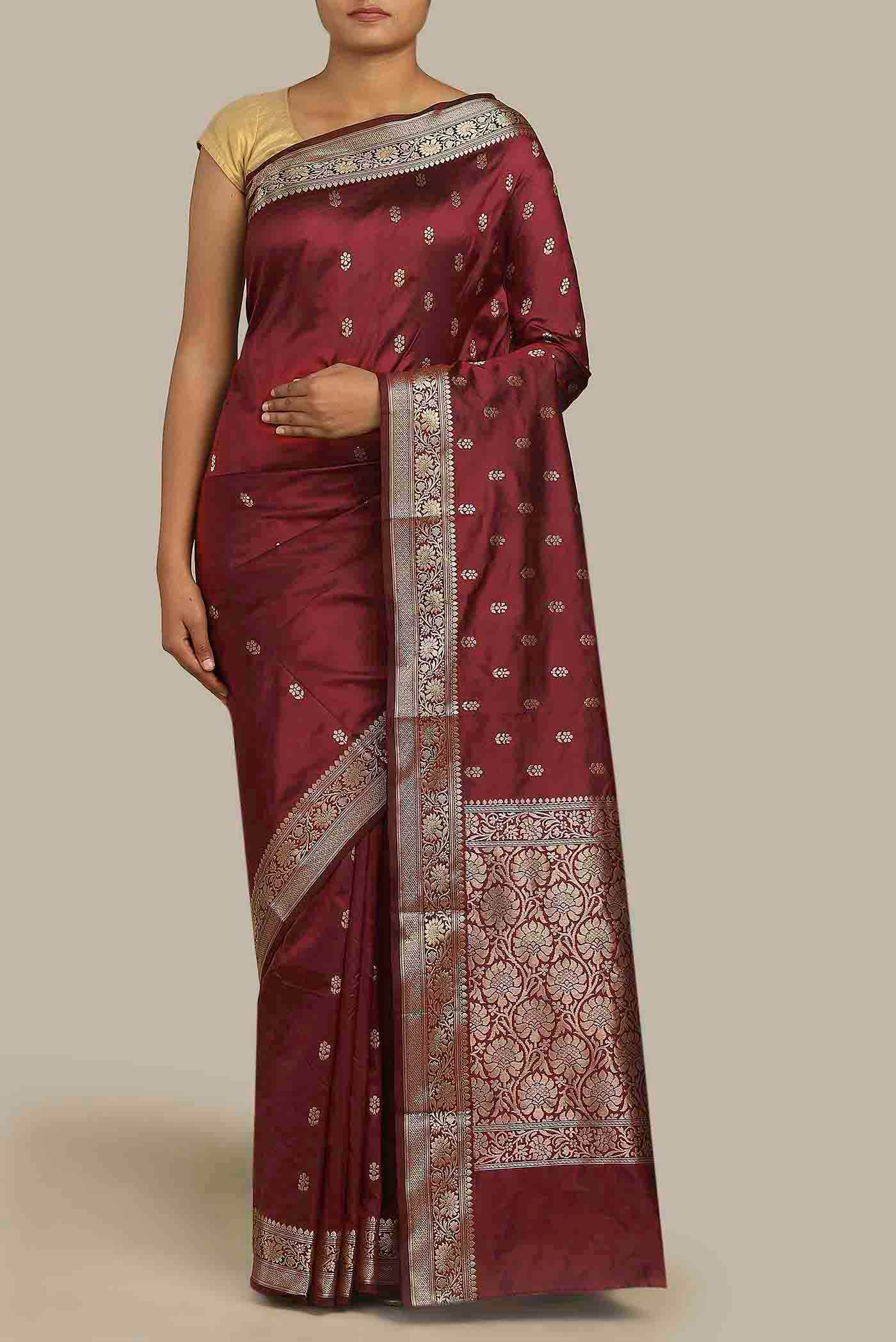 Maroon Banarasi Katan Silk Saree