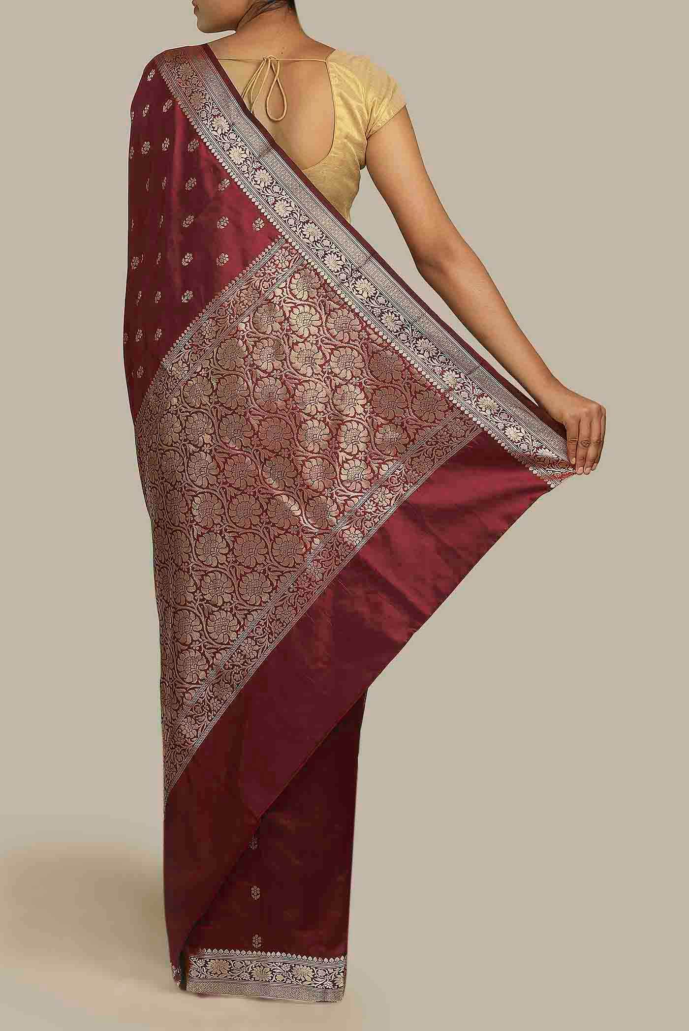 Maroon Banarasi Katan Silk Saree