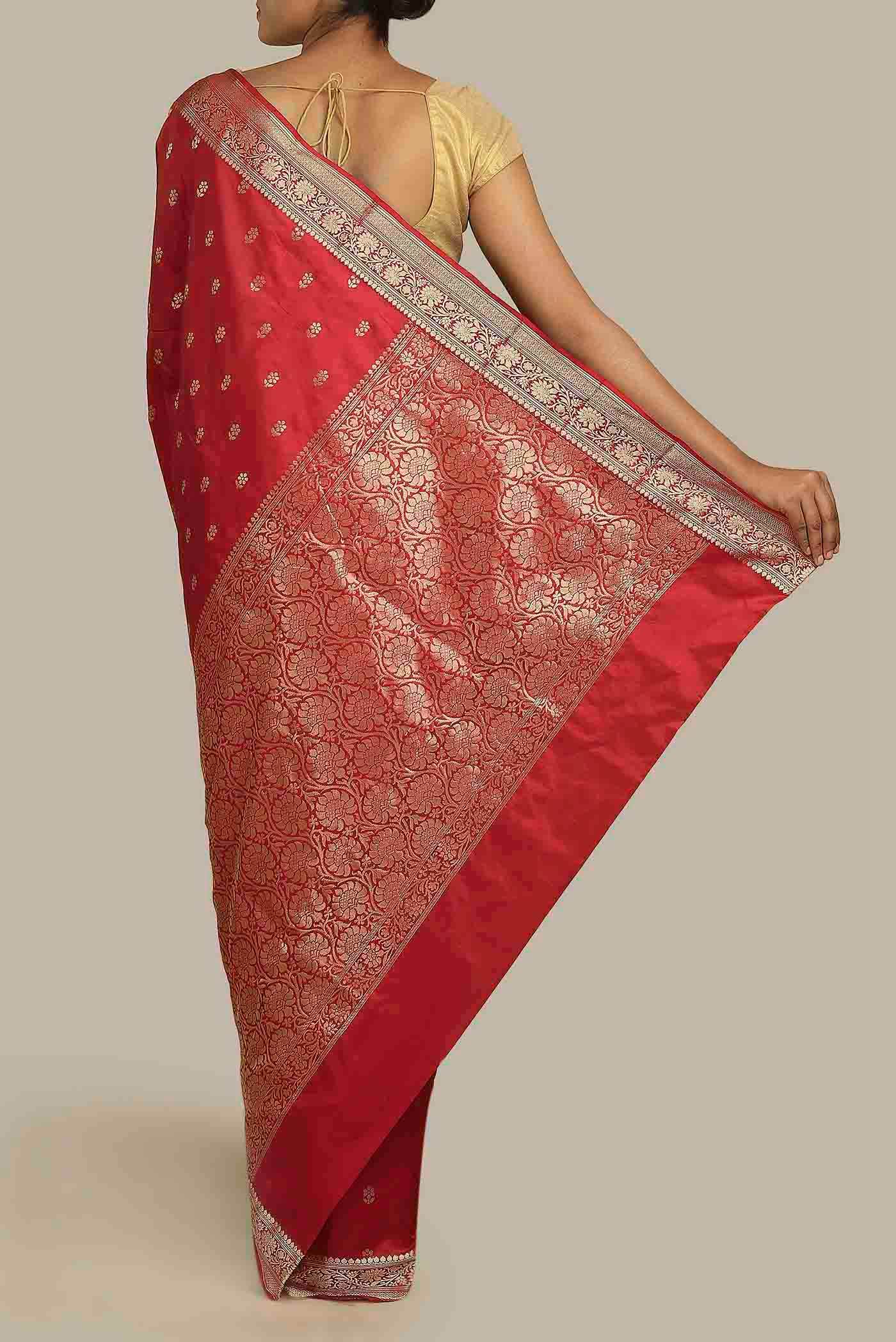 Red Banarasi Katan Silk Saree