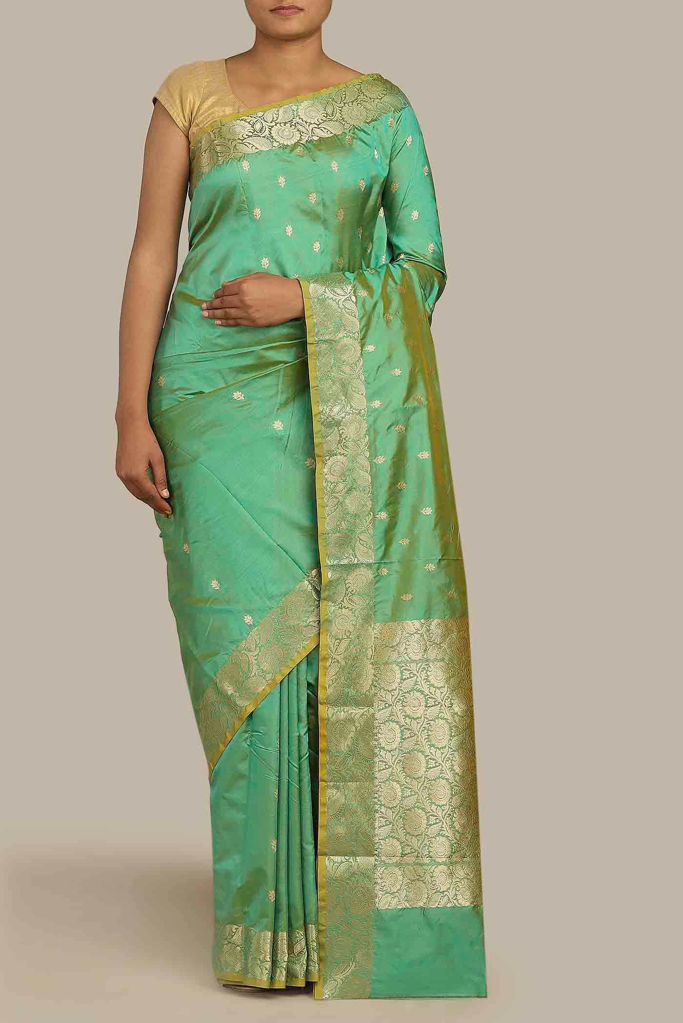 Green Banarasi Katan Silk Saree