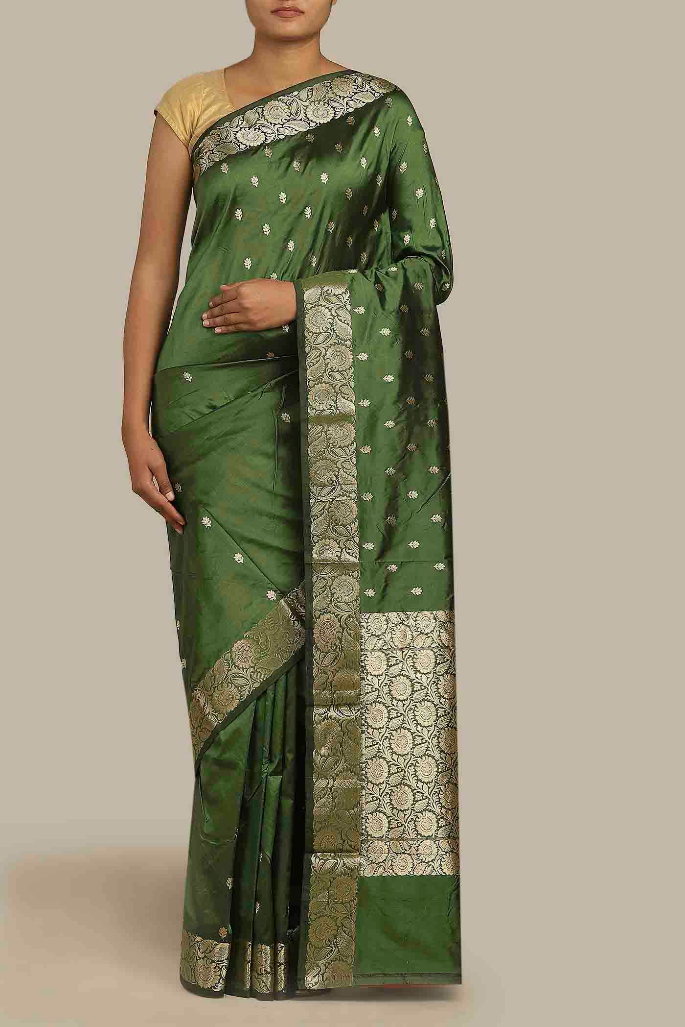 Green Banarasi Katan Silk Saree
