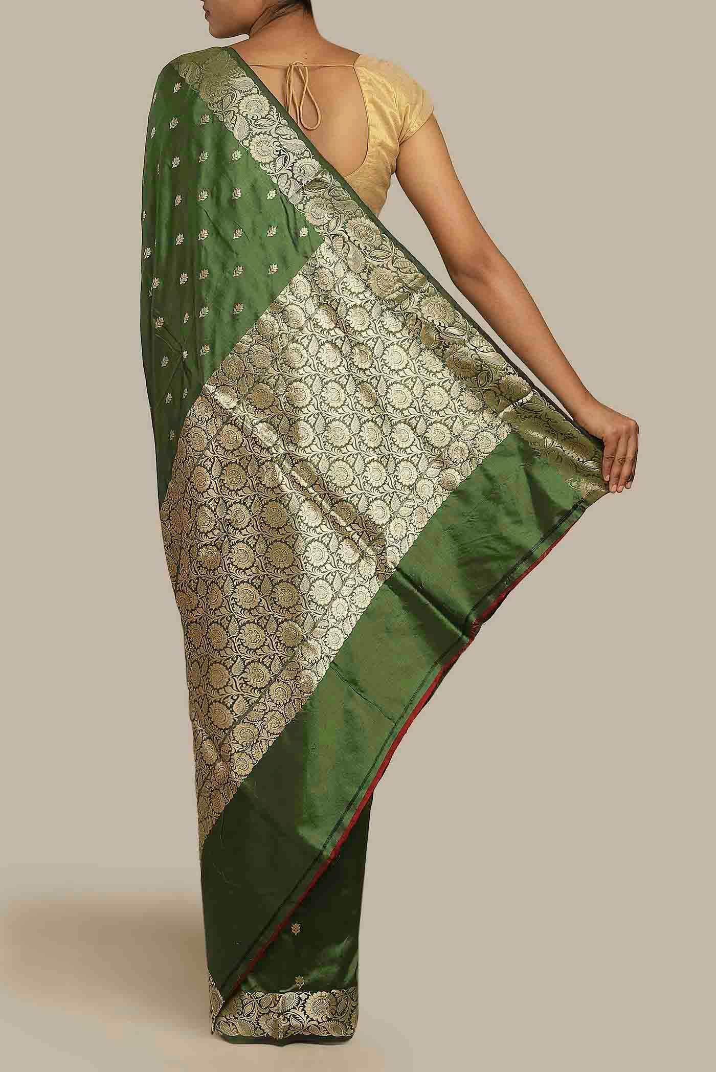 Green Banarasi Katan Silk Saree