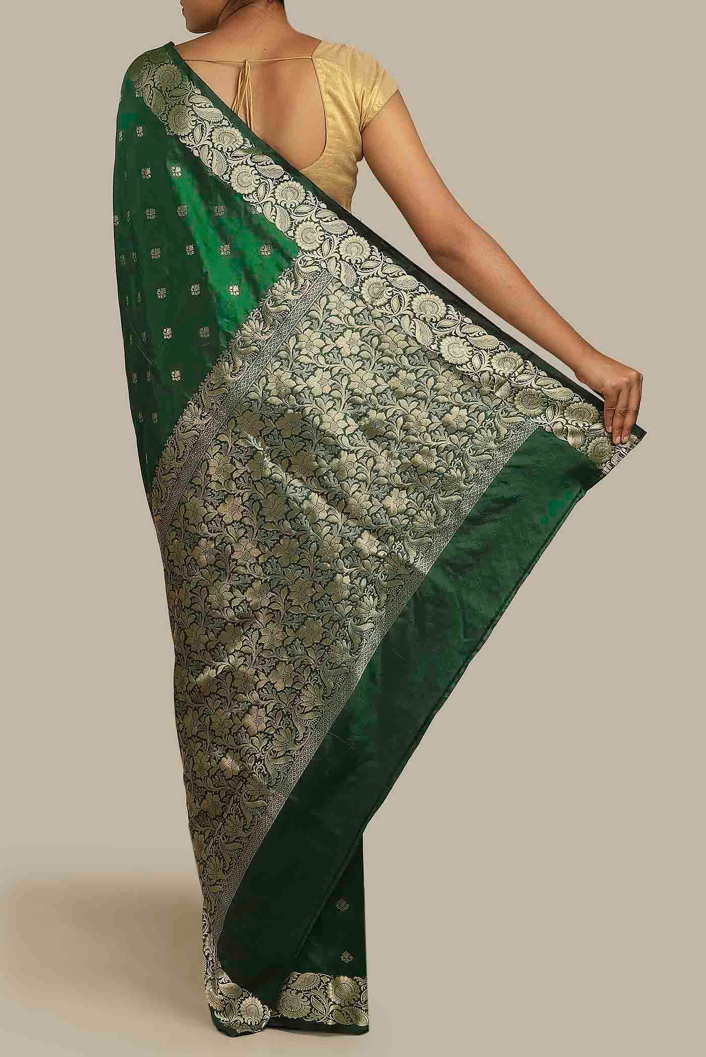 Green Banarasi Katan Silk Saree