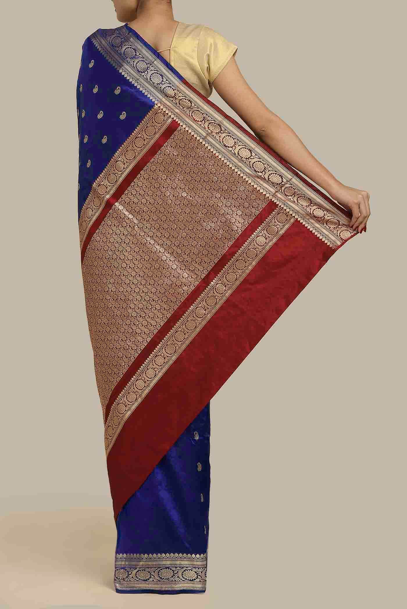 Blue Banarasi Katan Silk Saree