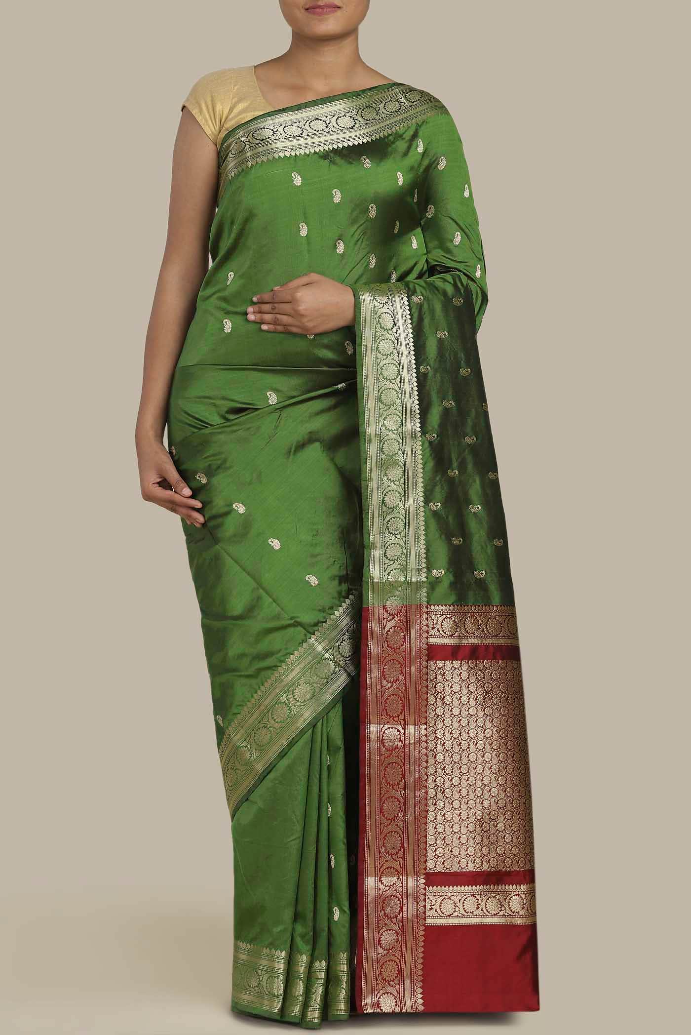 Green Banarasi Katan Silk Saree
