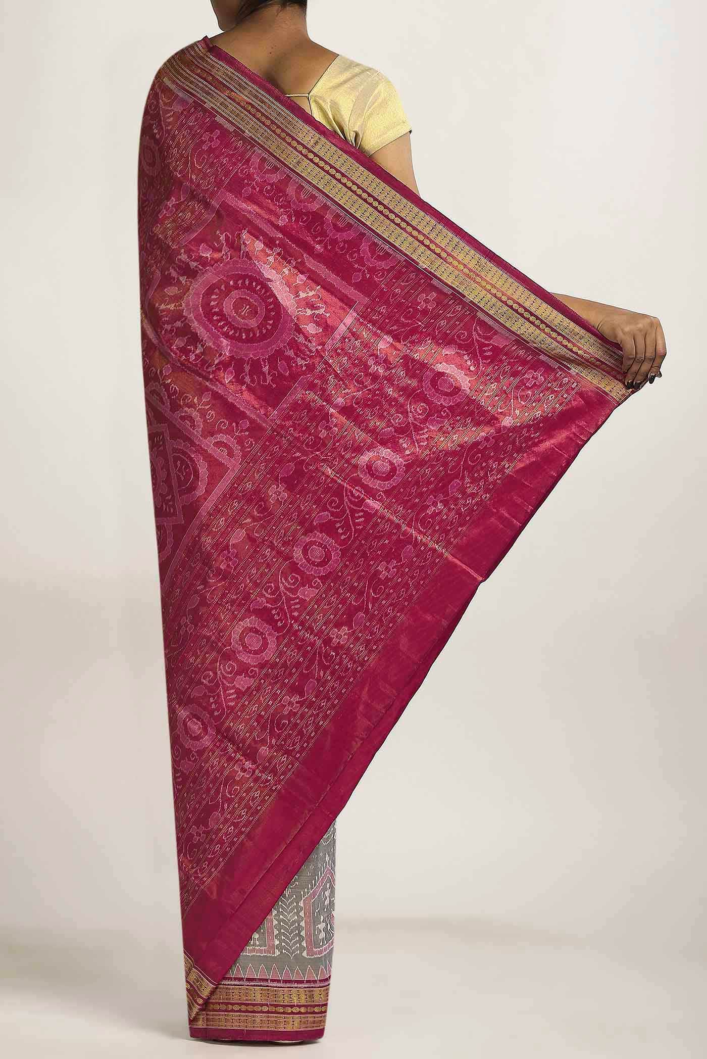 Grey Orissa Silk Saree