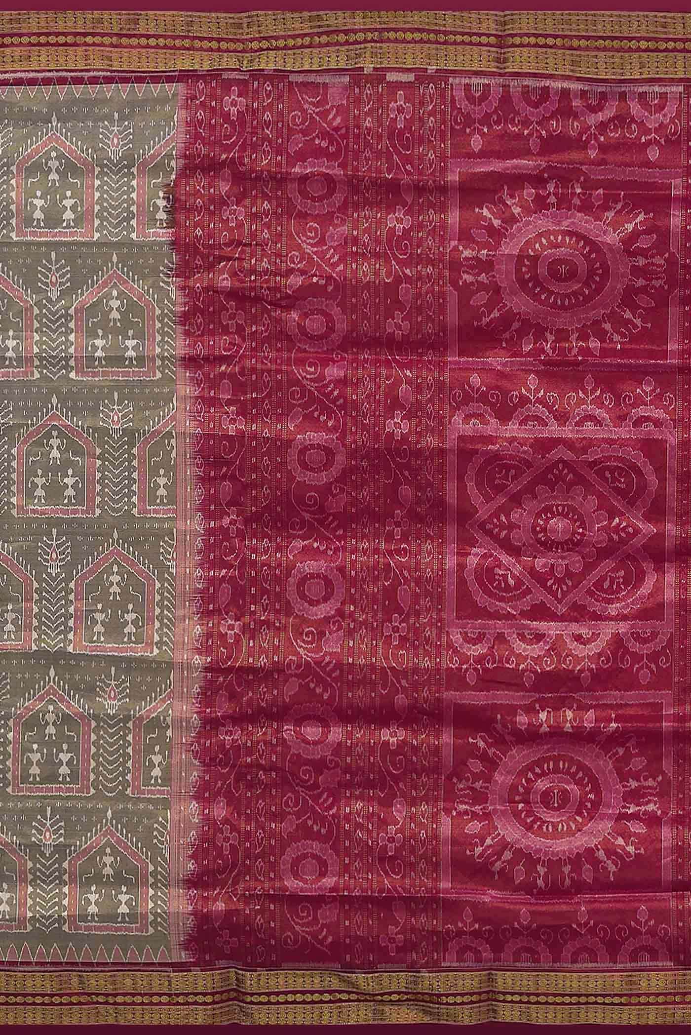 Grey Orissa Silk Saree