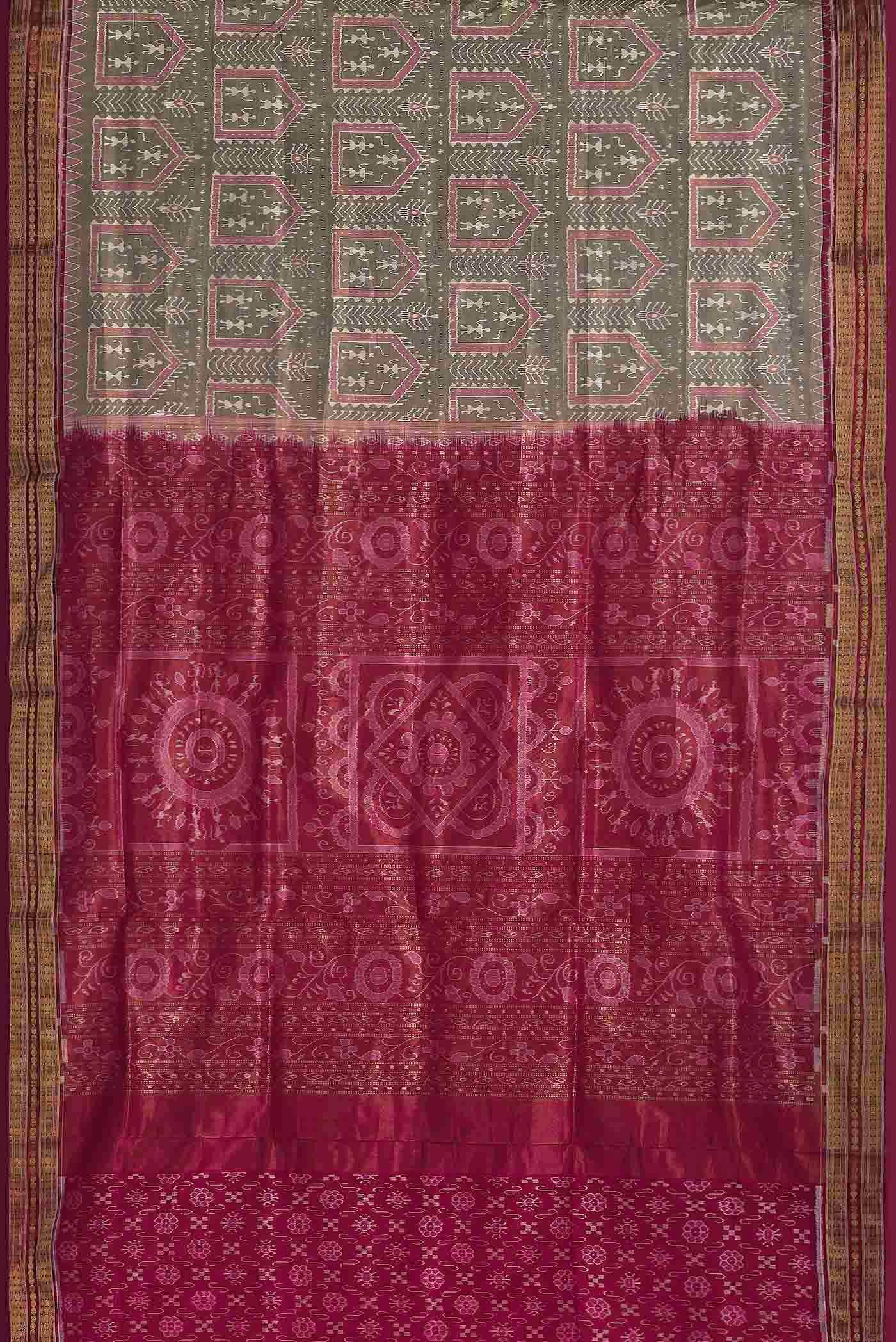 Grey Orissa Silk Saree