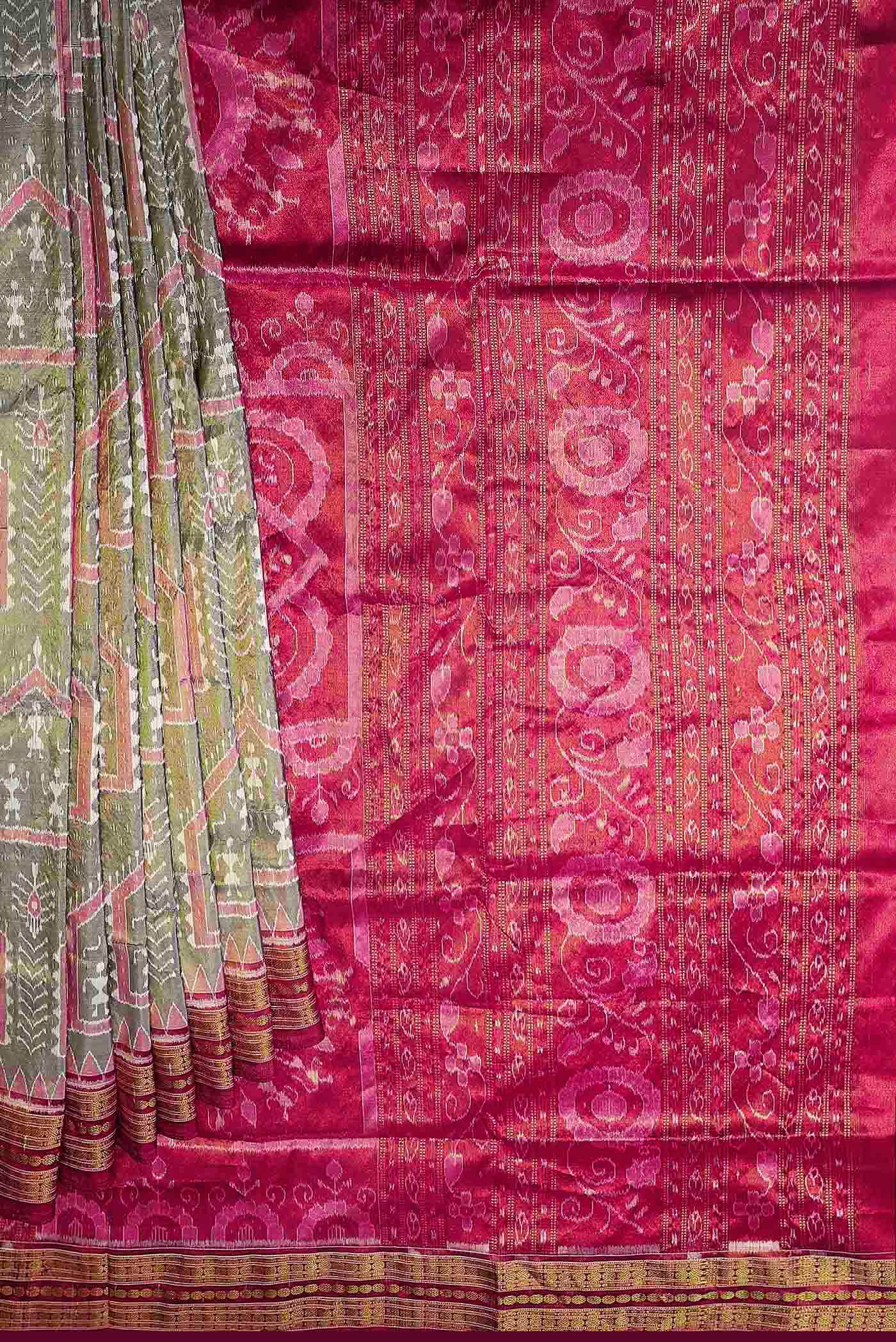 Grey Orissa Silk Saree