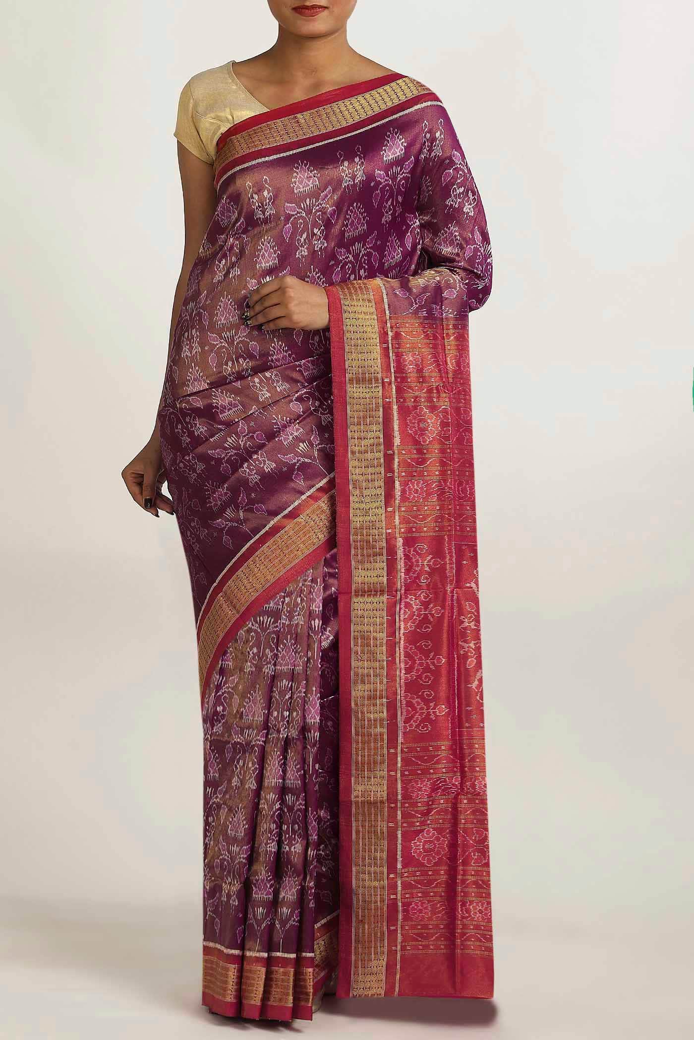 Mauve Orissa Silk Saree