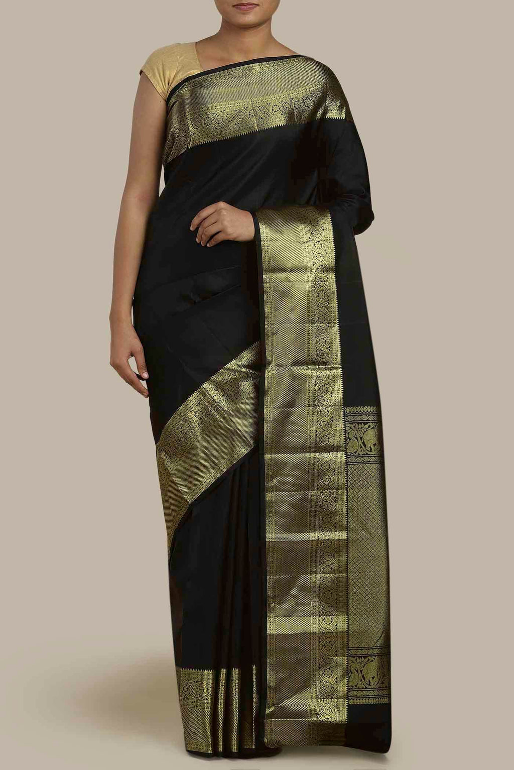 Black Kanchipuram Silk Saree