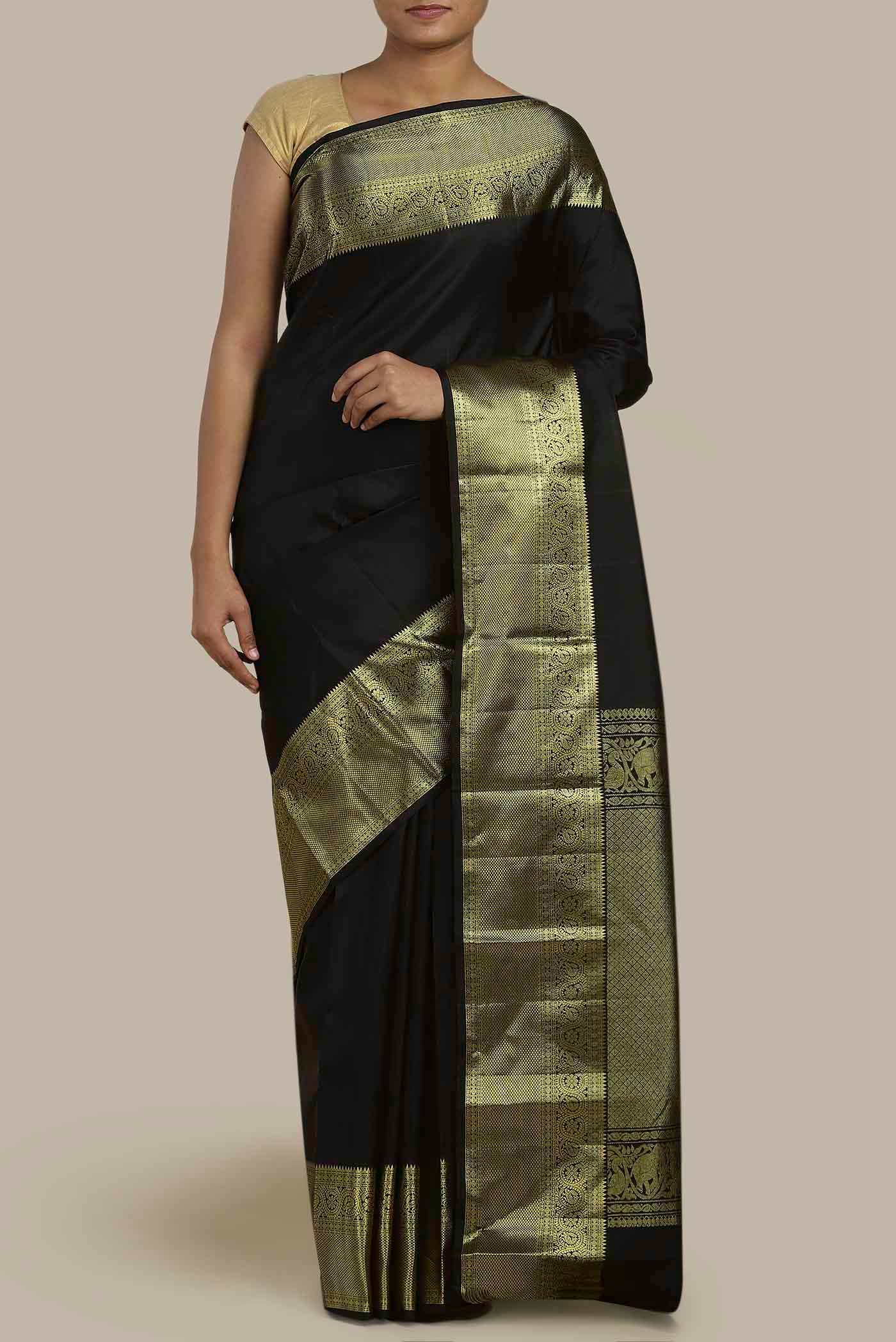 Black Kanchipuram Silk Saree