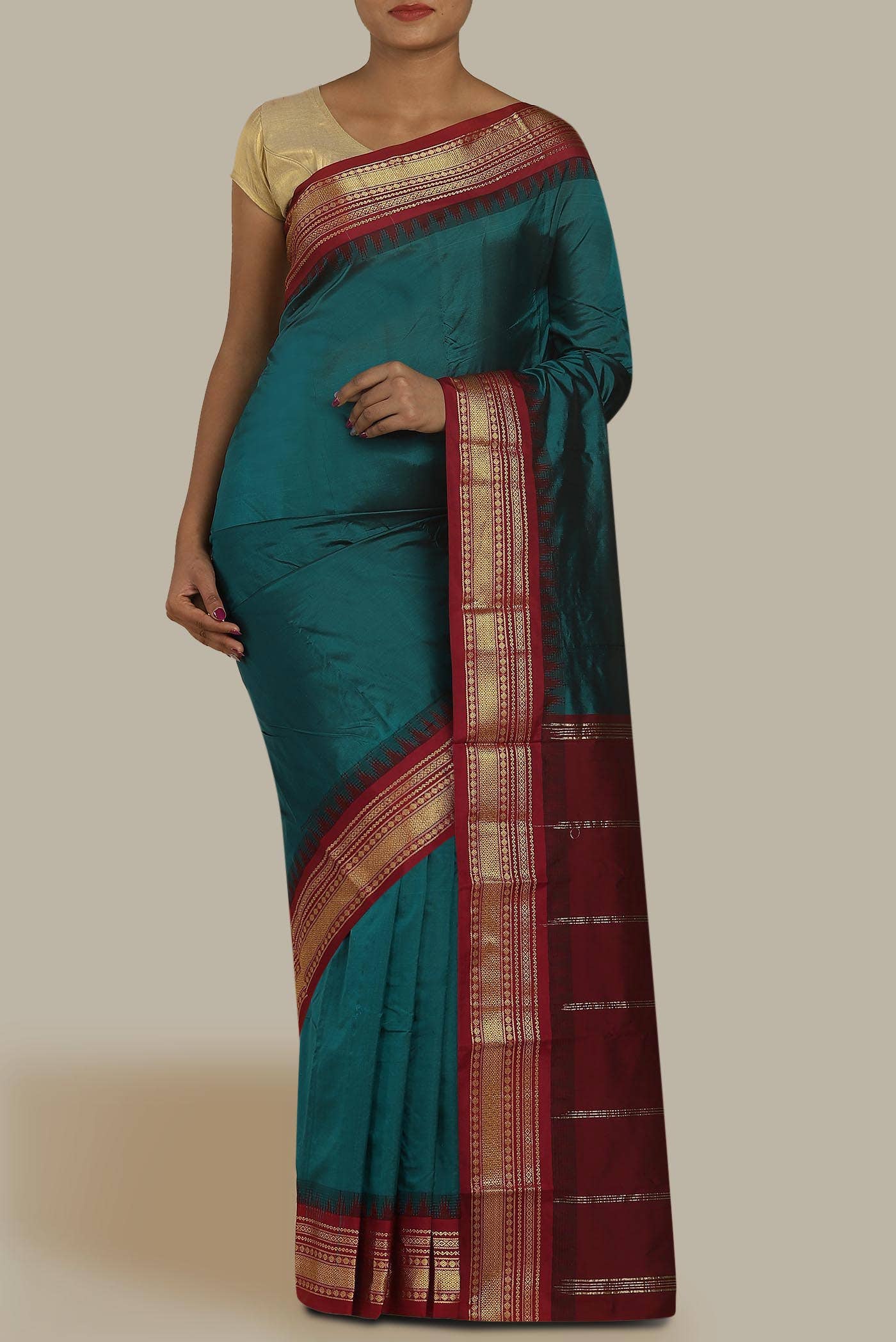 Blue Blended Bangalore Silk Saree