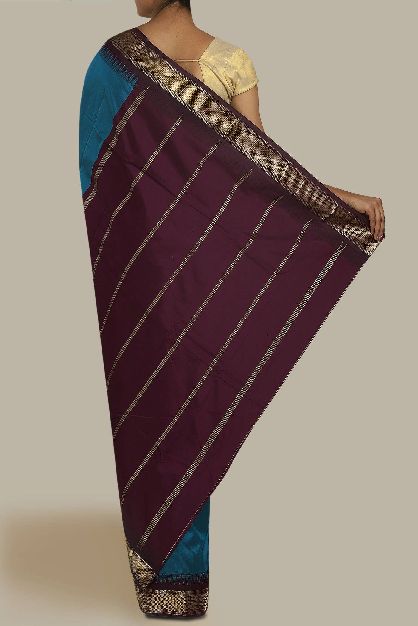 Blue Blended Bangalore Silk Saree