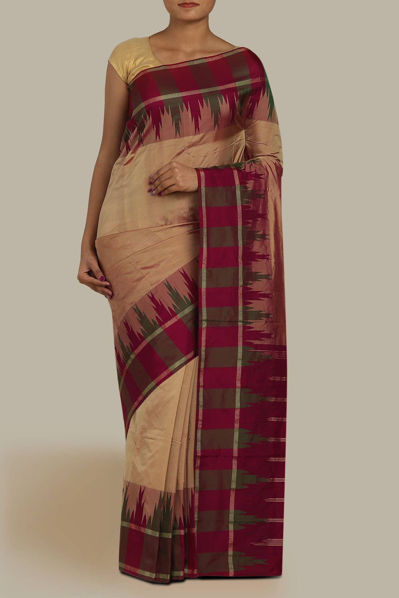 Brown Blended Bangalore Silk Saree