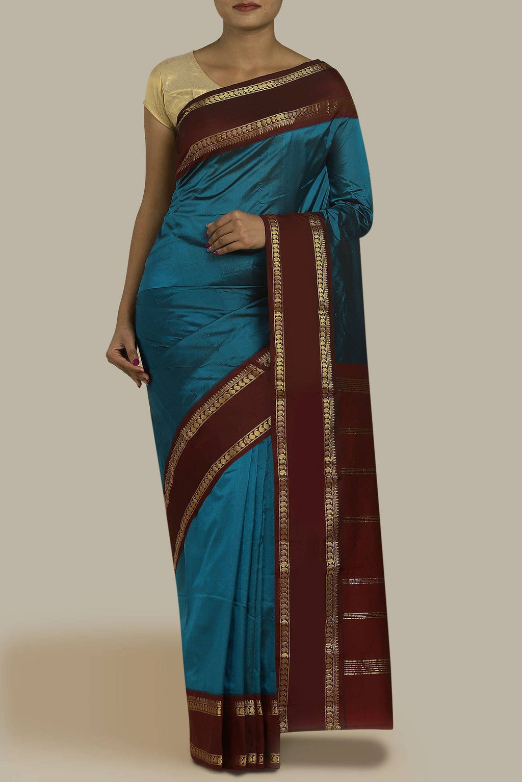Blue Blended Bangalore Silk Saree