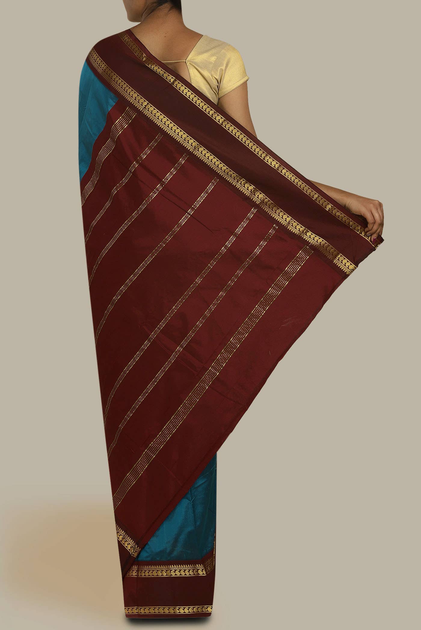 Blue Blended Bangalore Silk Saree