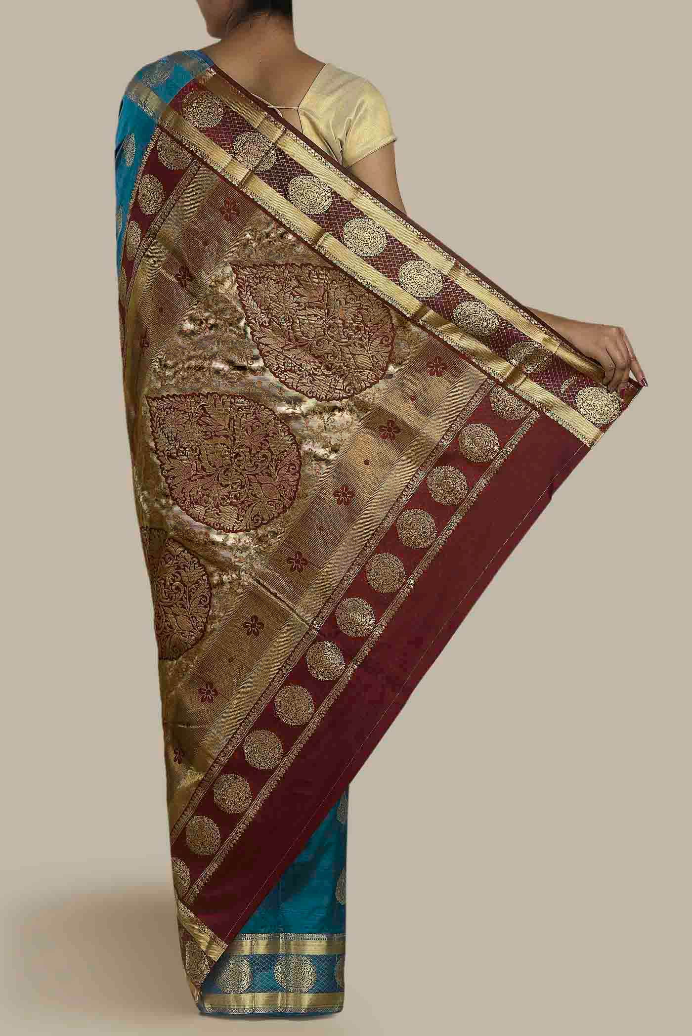 Blue Blended Bangalore Silk Saree