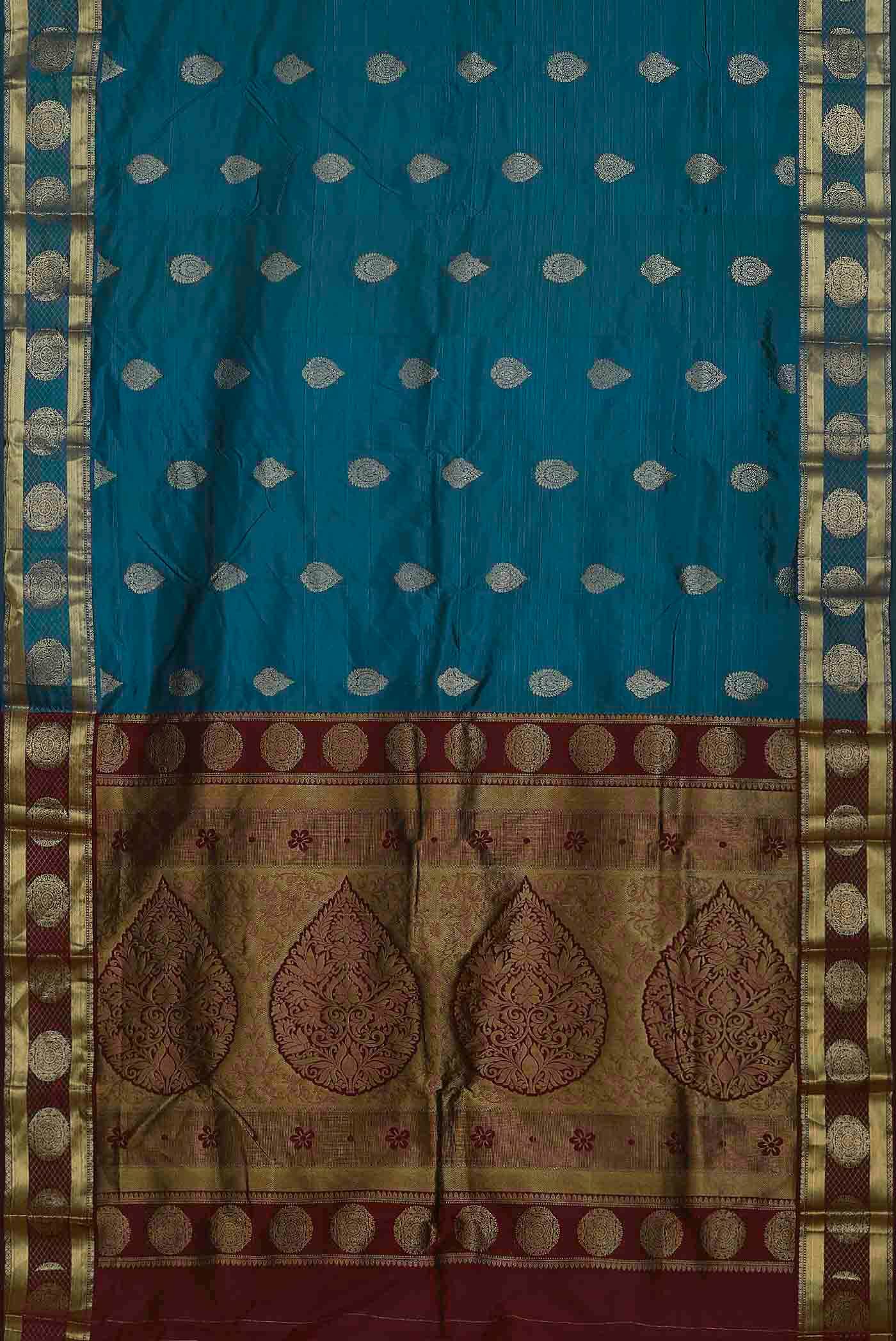 Blue Blended Bangalore Silk Saree