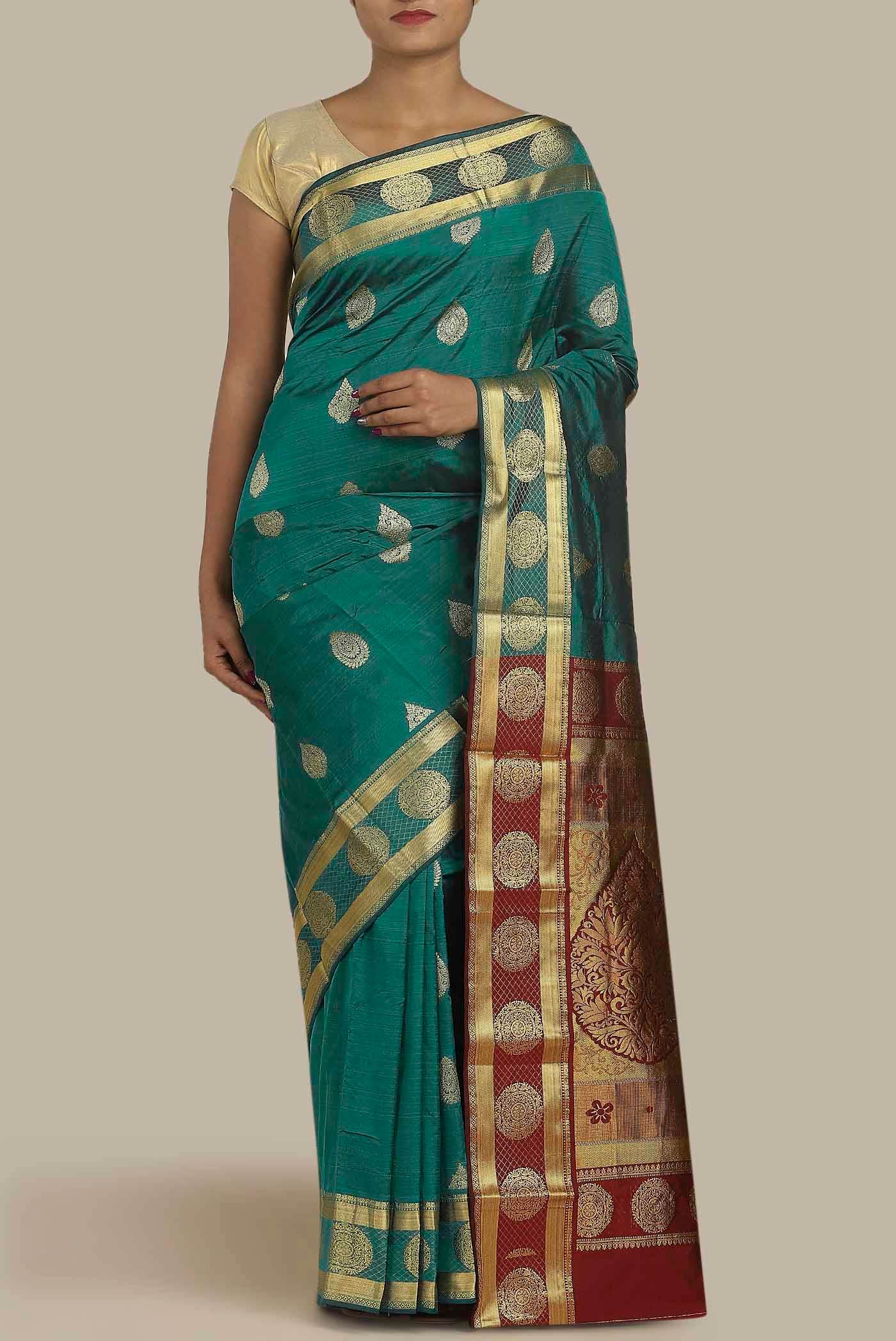Blue Blended Bangalore Silk Saree