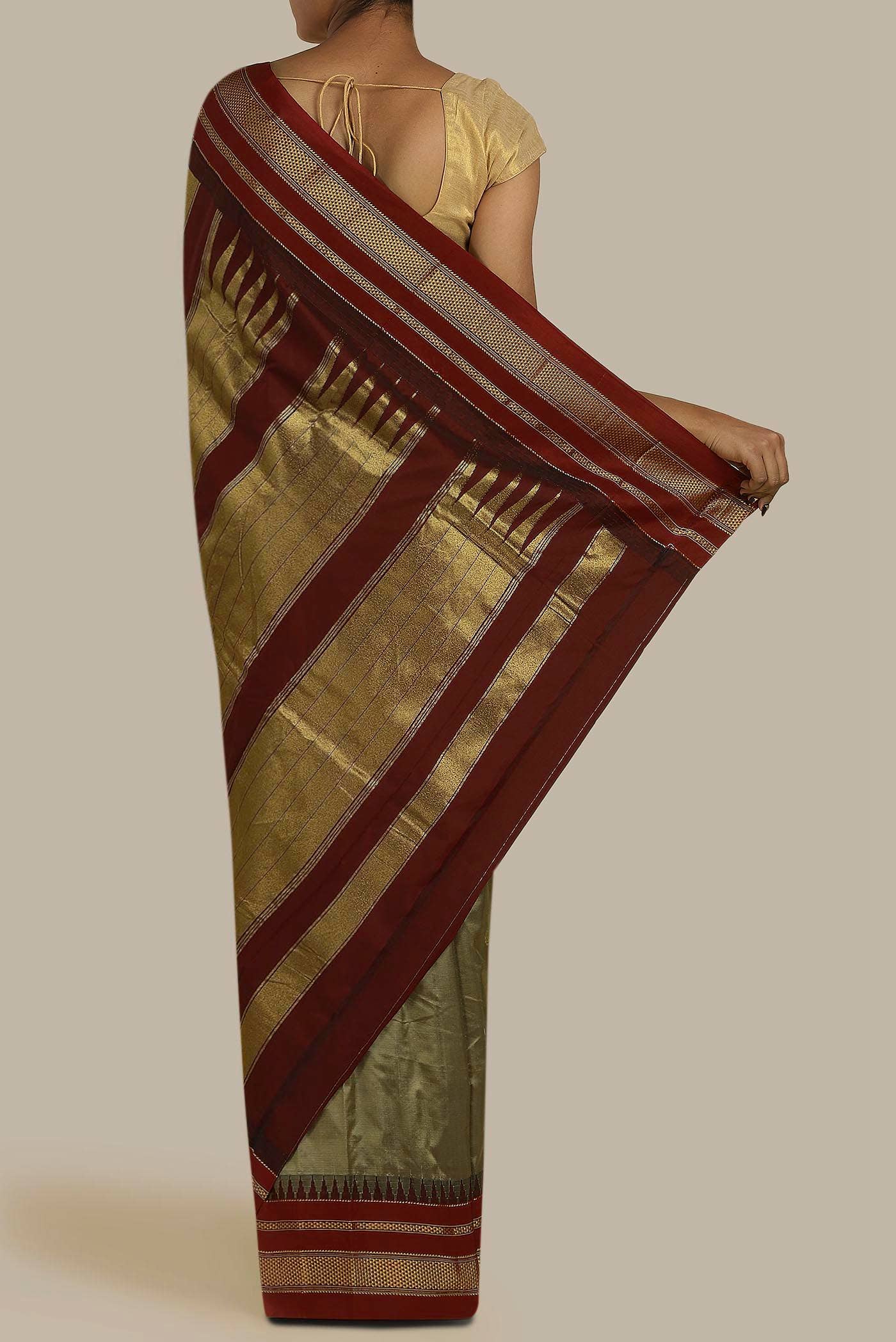 Beige Bangalore Silk Saree