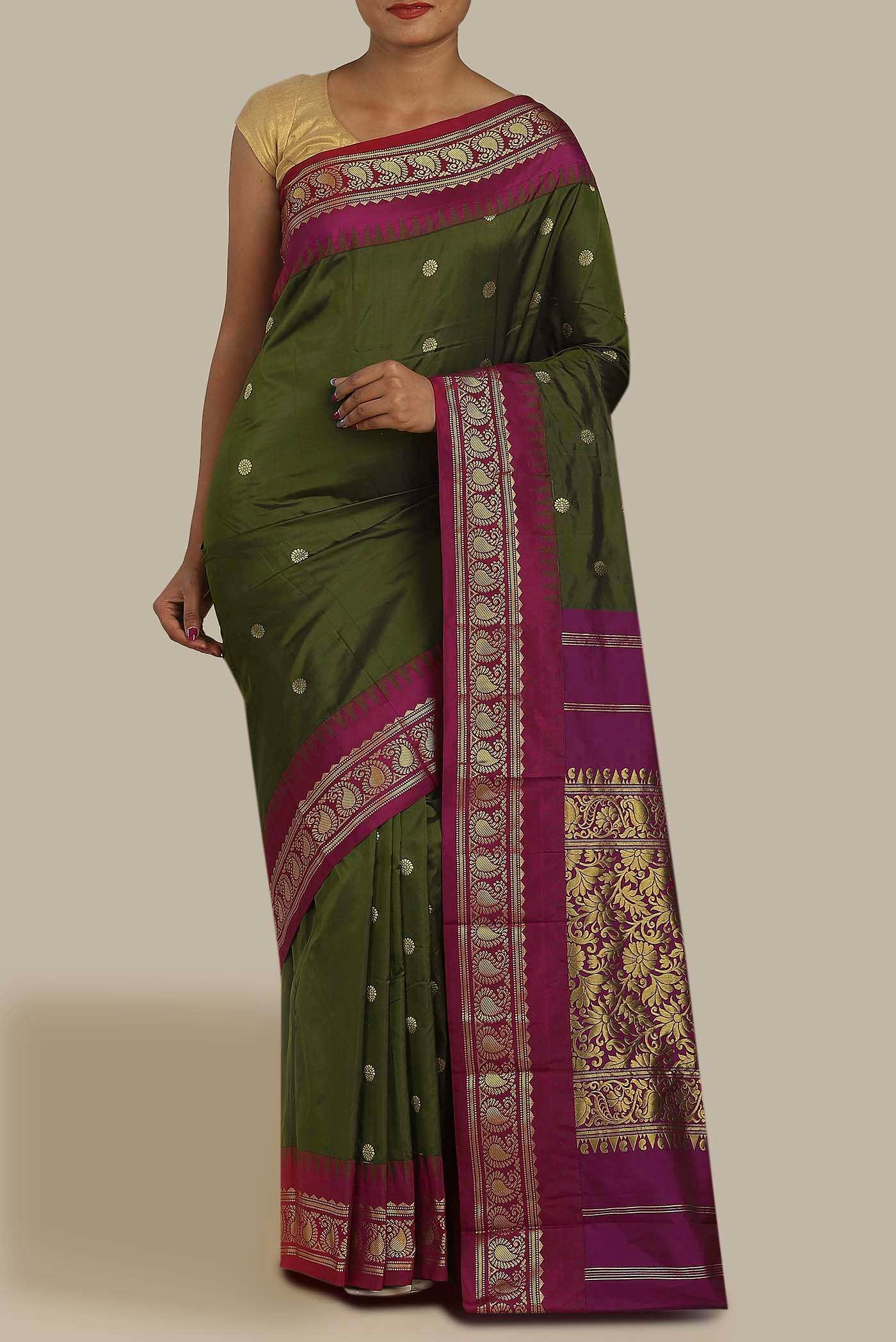 Green Blended Bangalore Silk Saree