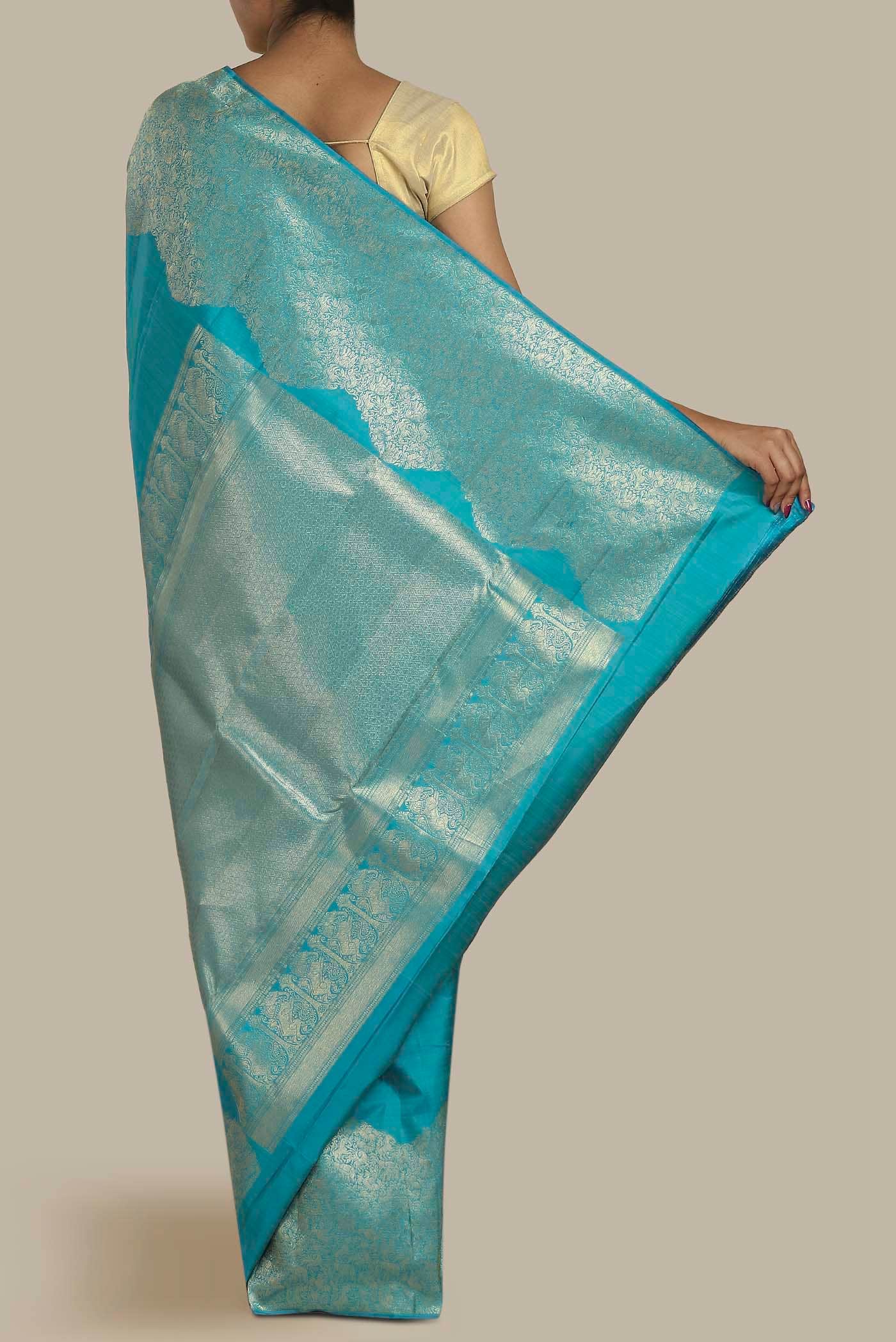 Blue Kanchipuram Silk Saree