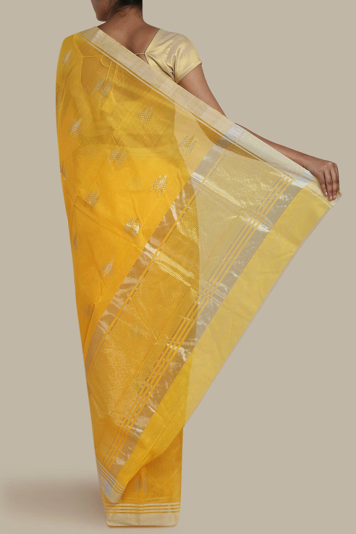 Yellow Chanderi Silk Cotton Saree