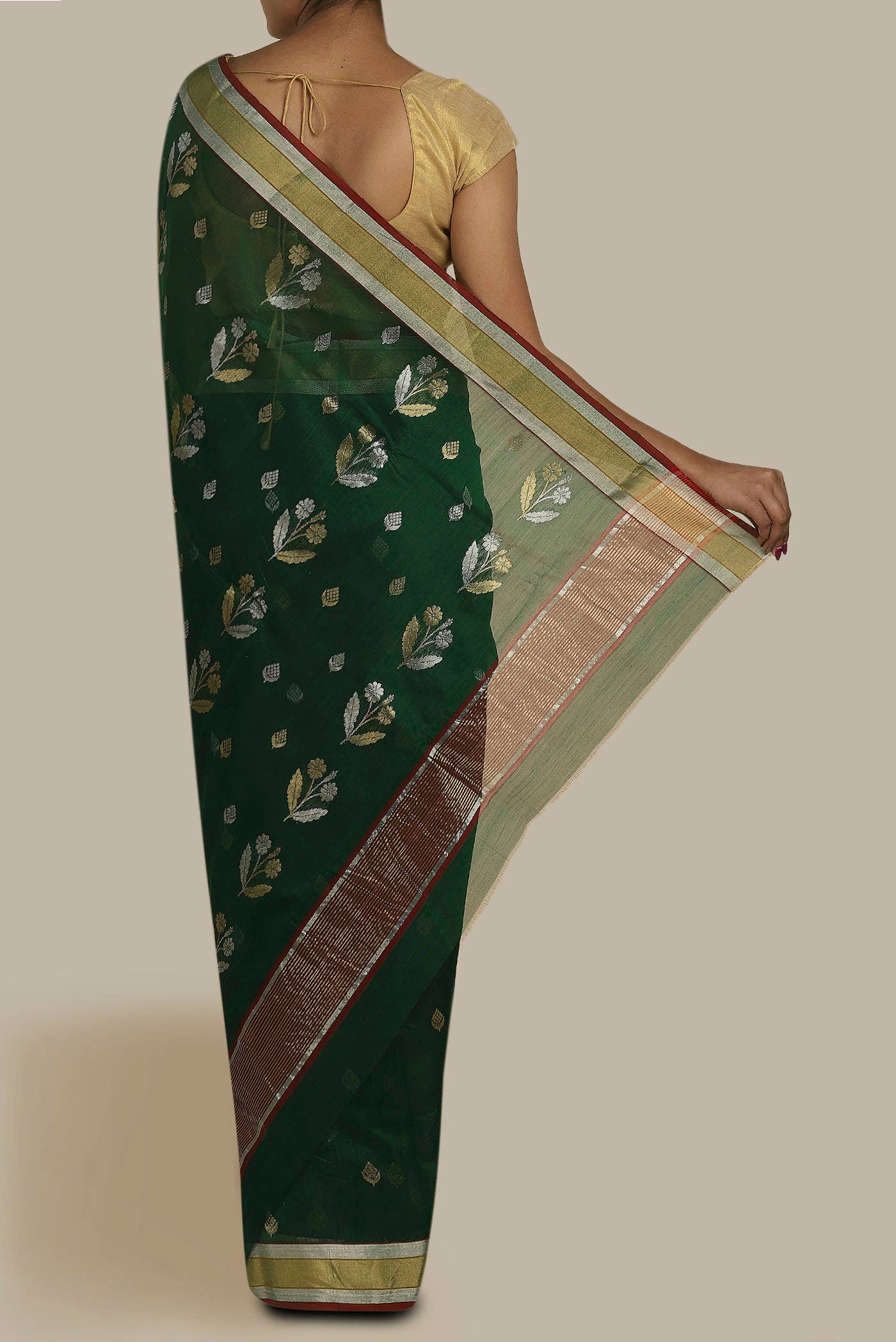 Green Chanderi Silk Cotton Saree