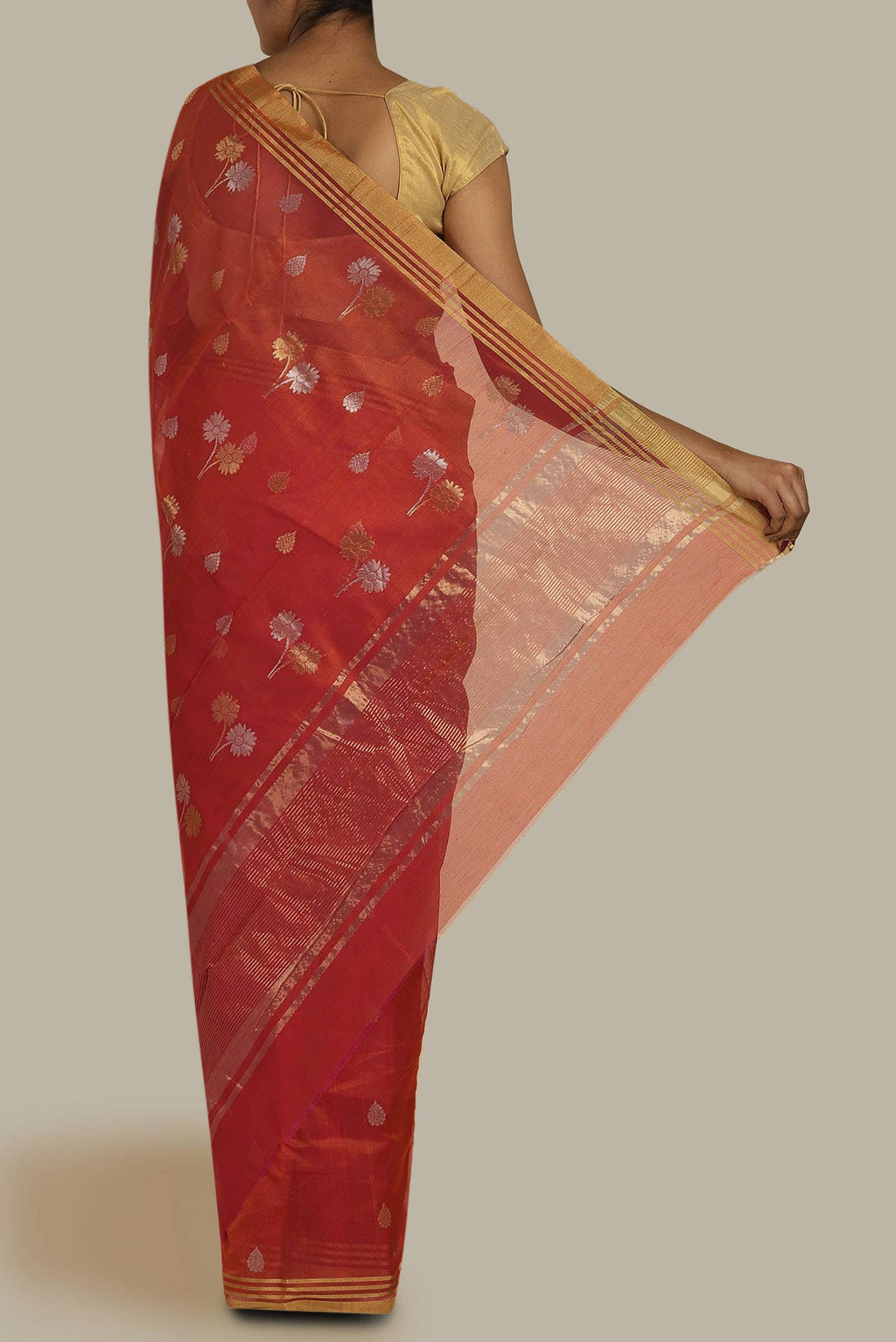 Red Chanderi Silk Cotton Saree