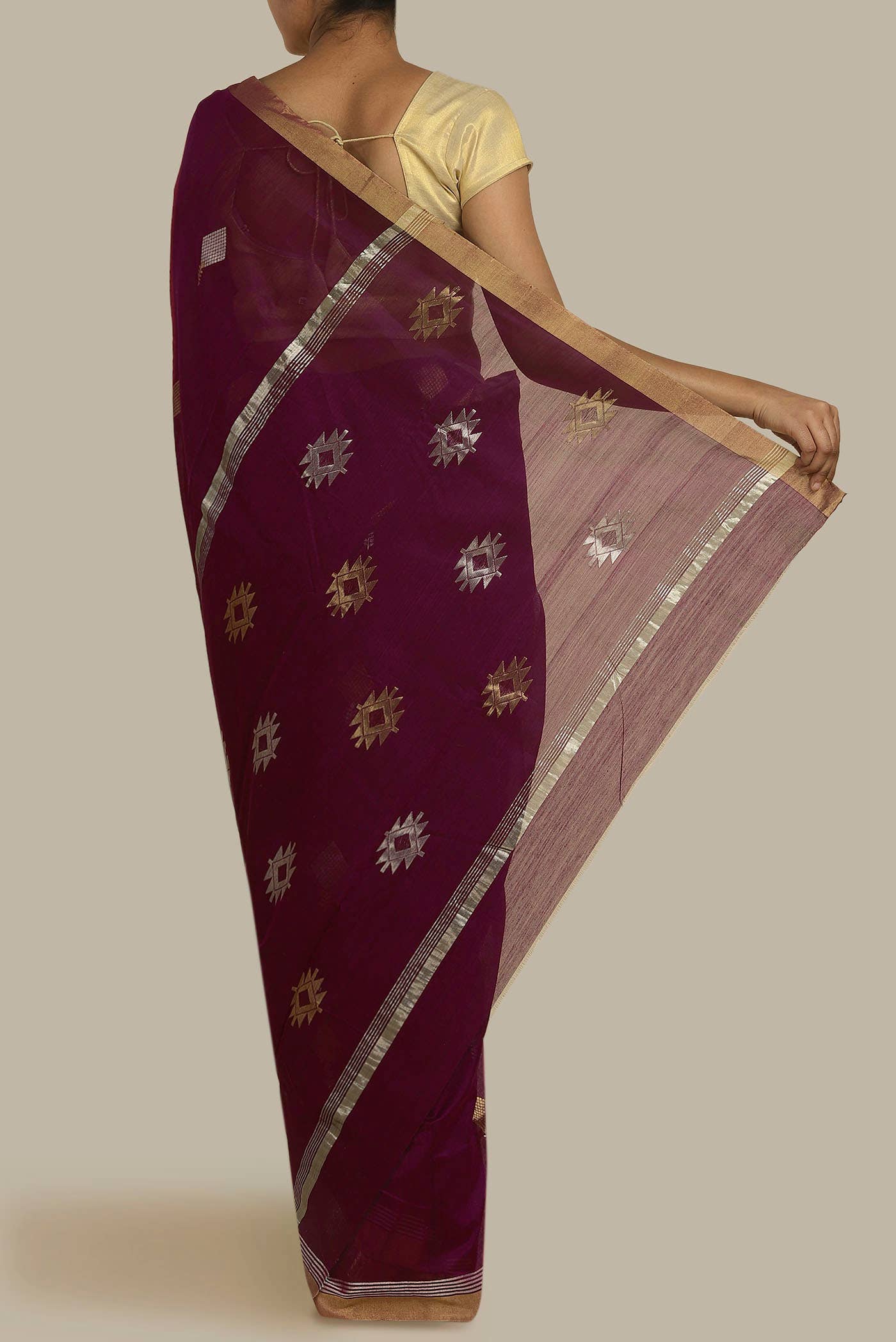 Magenta Chanderi Silk Cotton Saree
