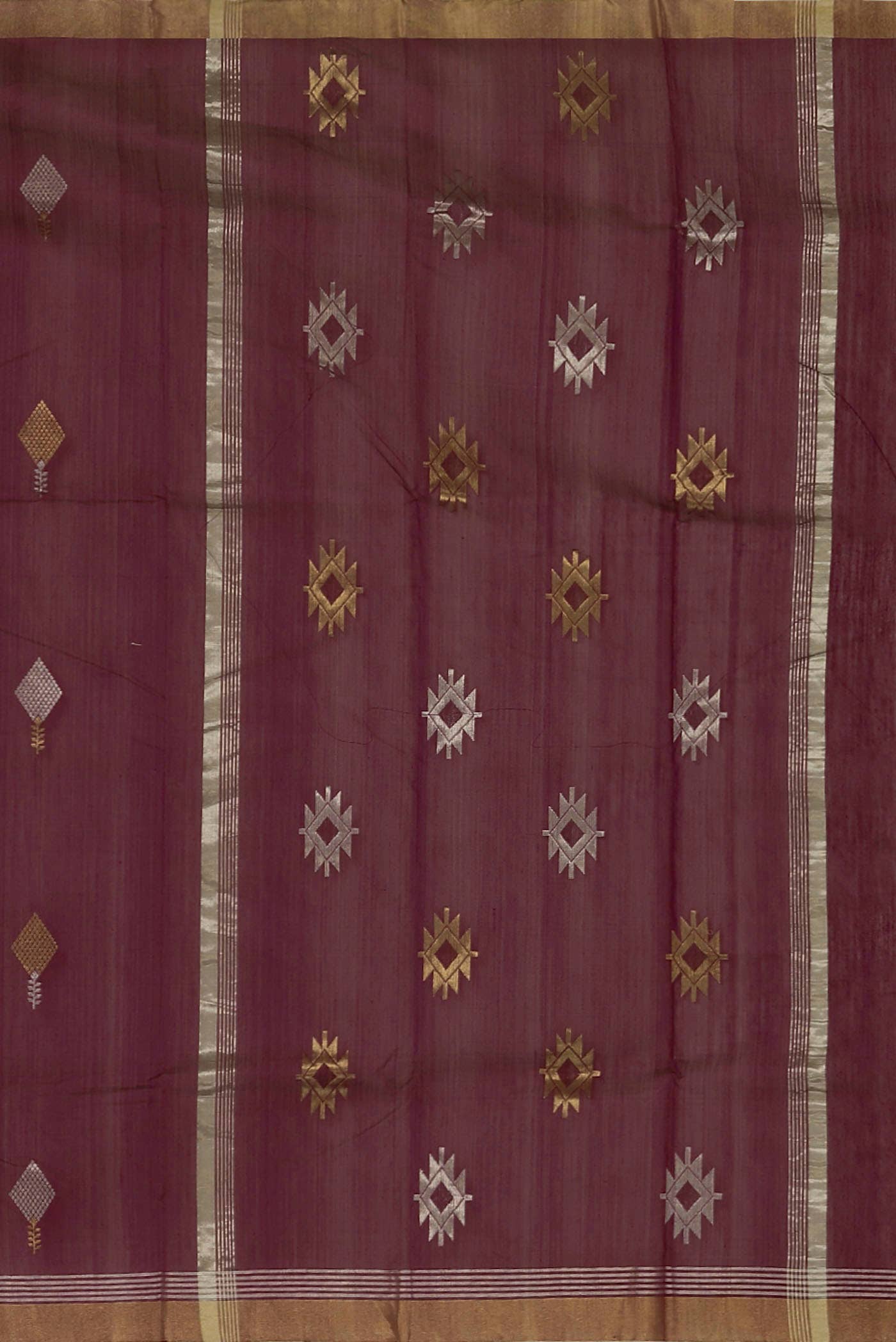 Magenta Chanderi Silk Cotton Saree