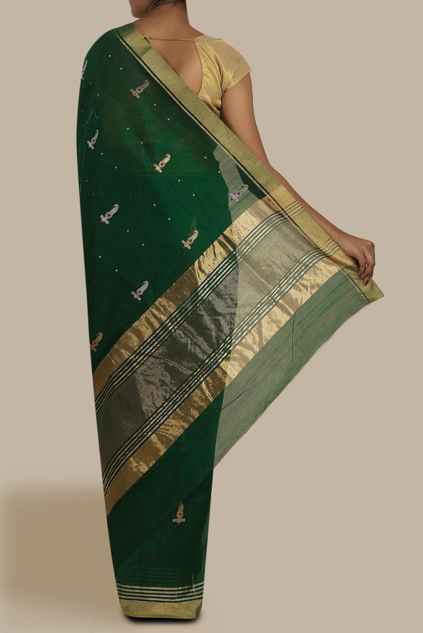 Green Chanderi Silk Cotton Saree