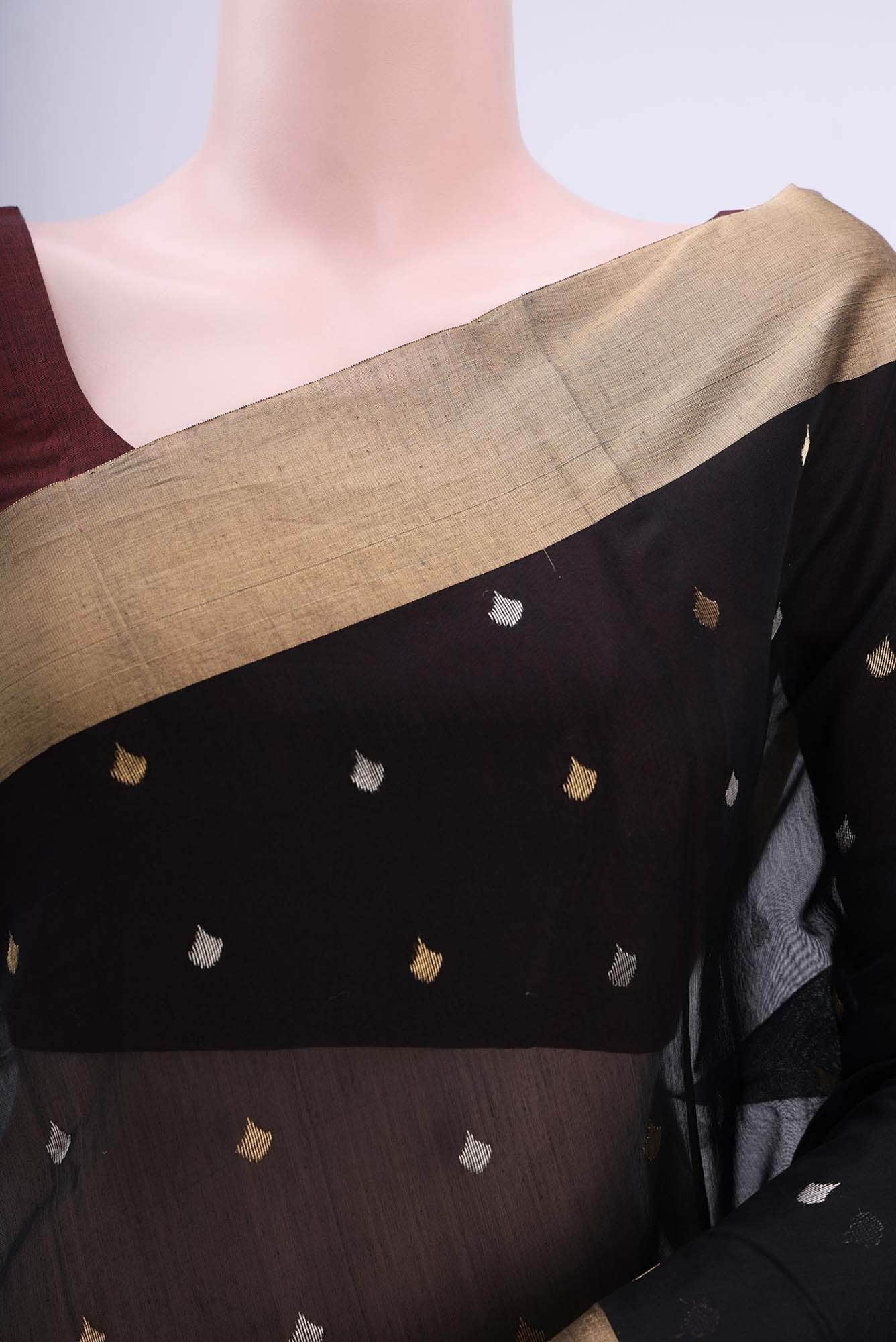 Black Mangalagiri Cotton Saree