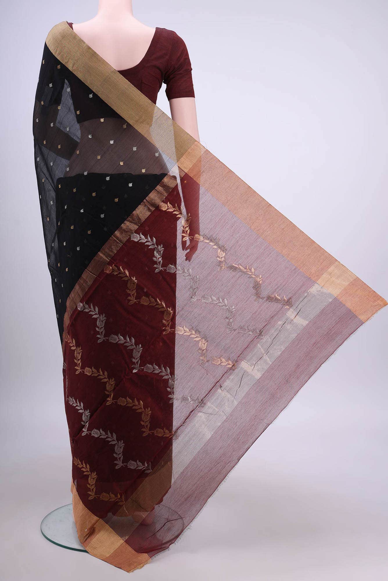 Black Mangalagiri Cotton Saree