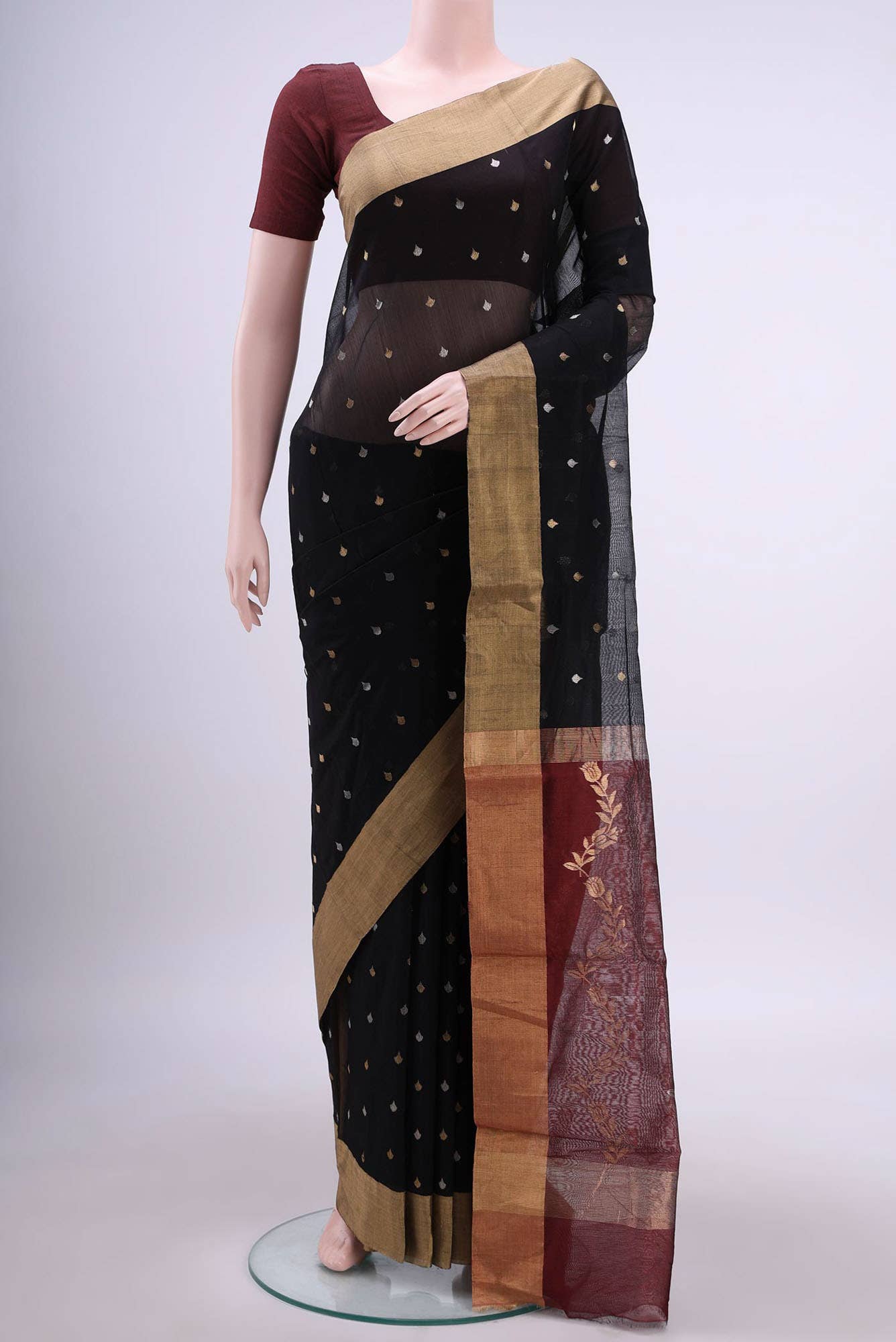 Black Mangalagiri Cotton Saree