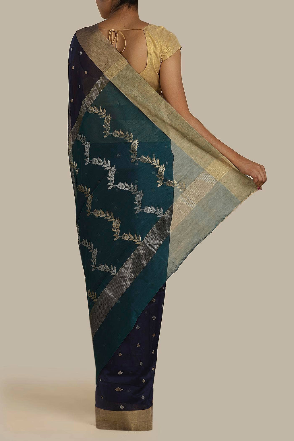 Blue Chanderi Silk Cotton Saree