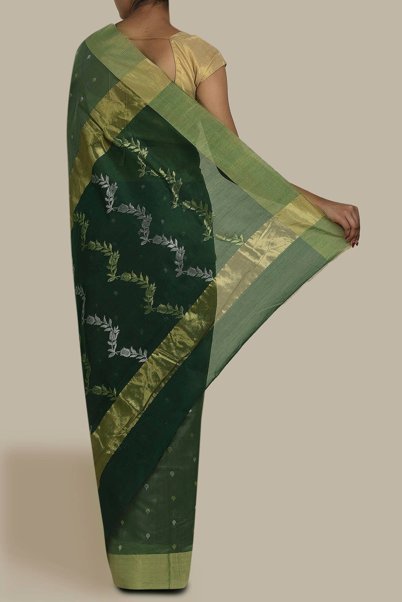 Green Chanderi Silk Cotton Saree