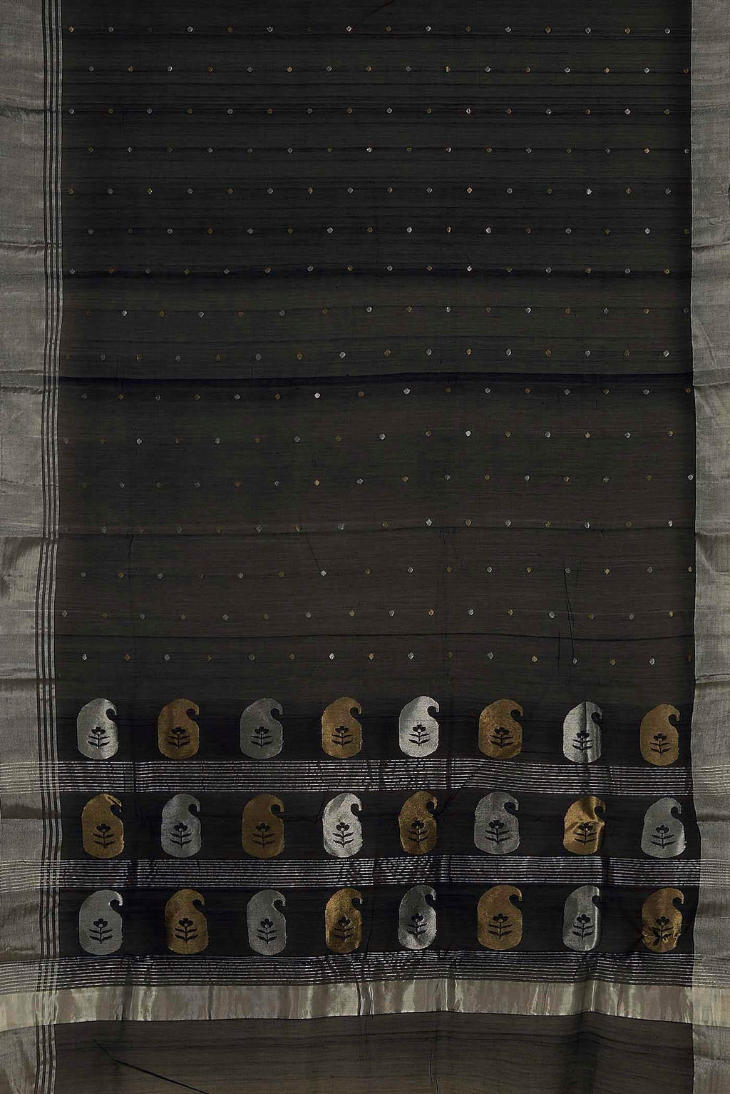 Black Chanderi Silk Cotton Saree