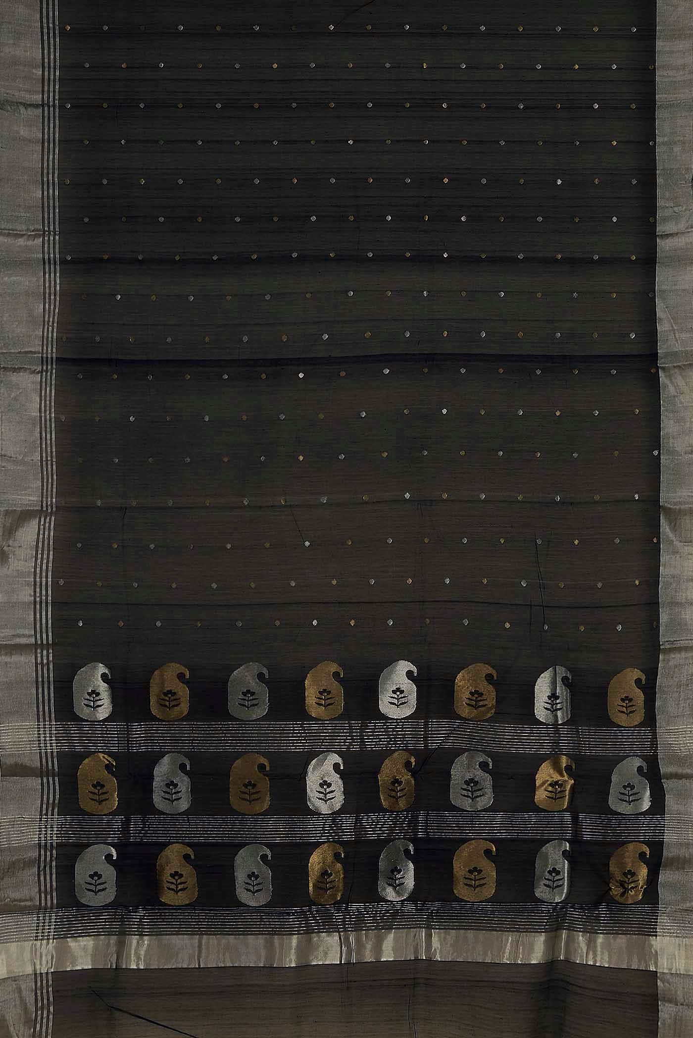 Black Chanderi Silk Cotton Saree