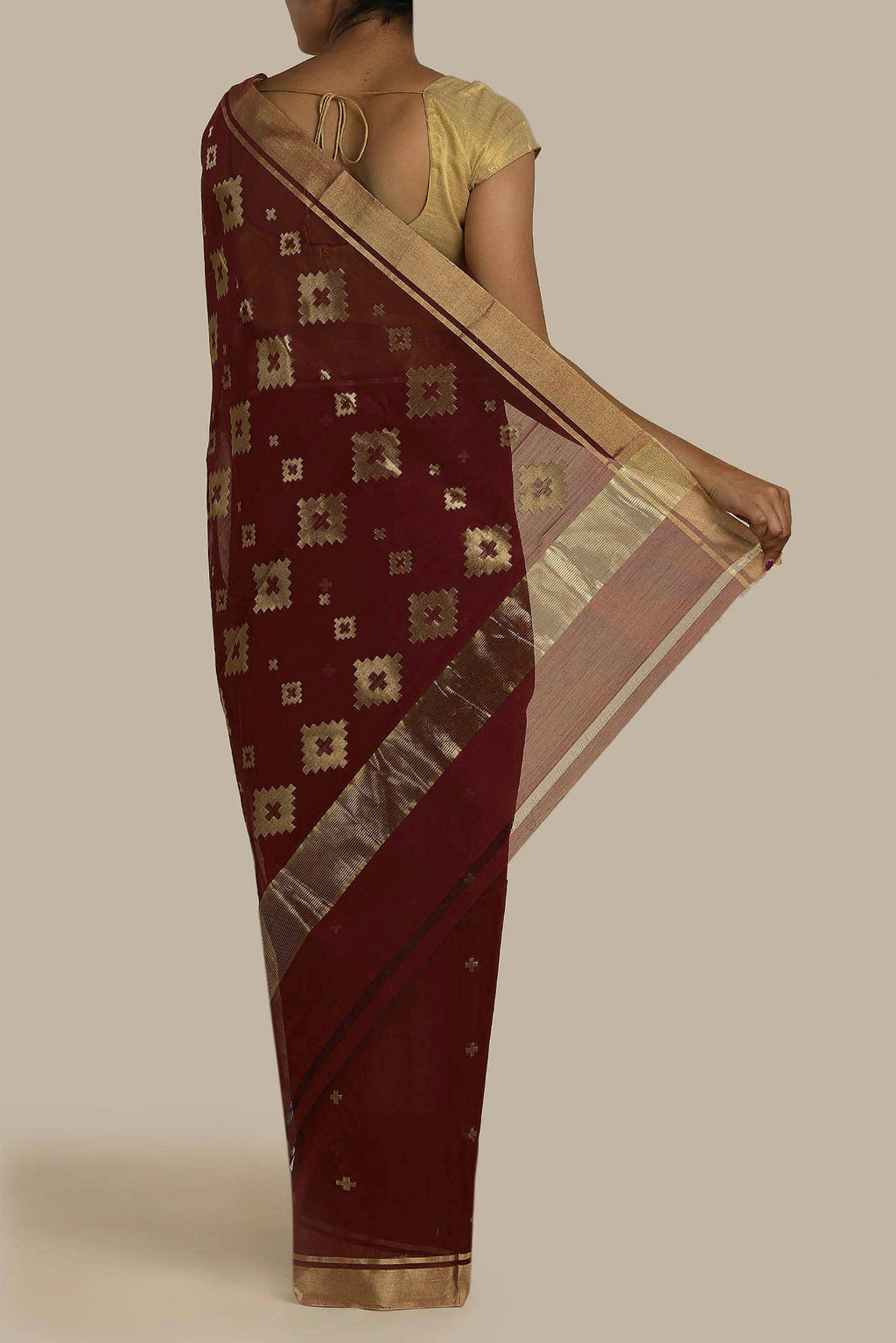 Maroon Chanderi Silk Cotton Saree