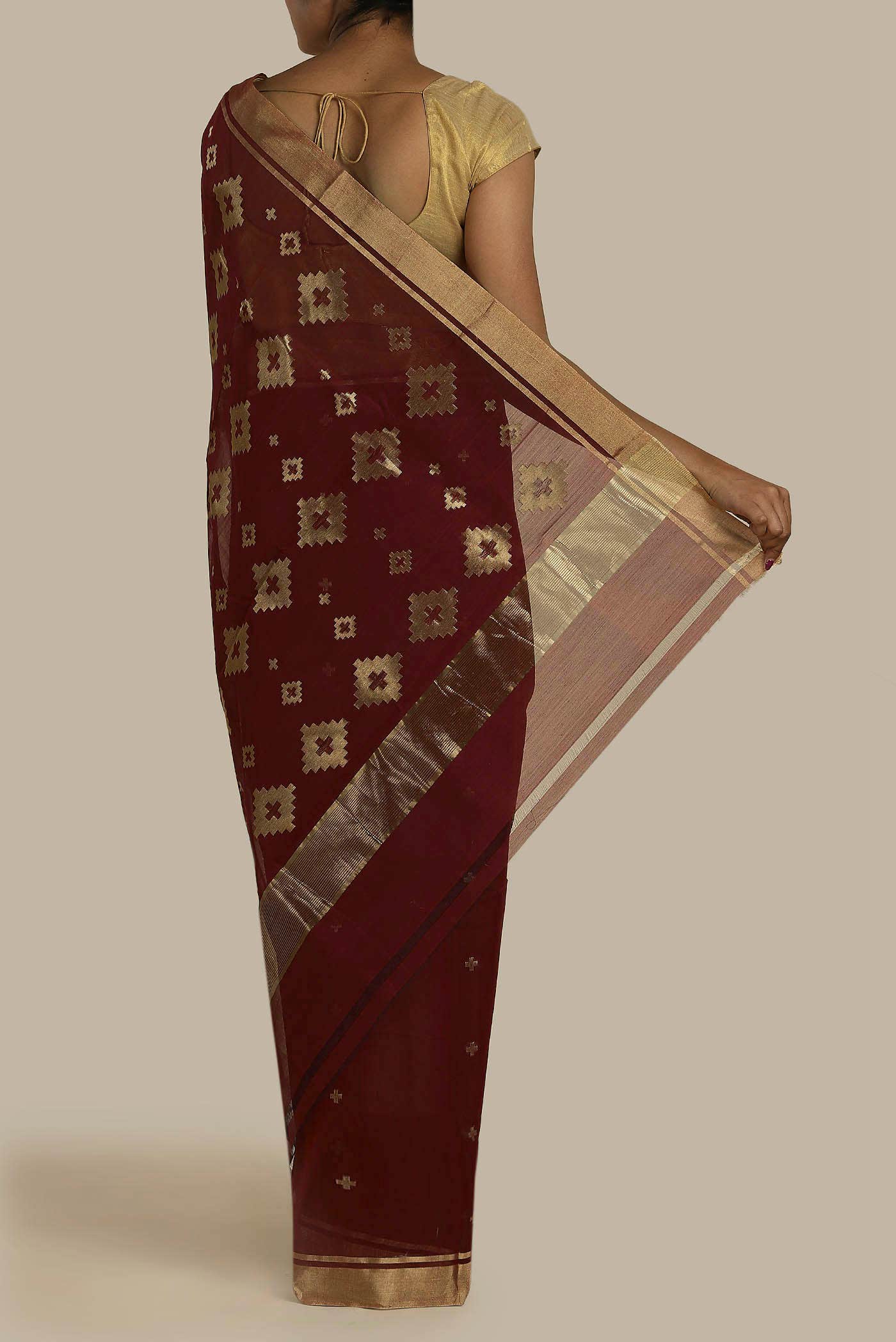 Maroon Chanderi Silk Cotton Saree