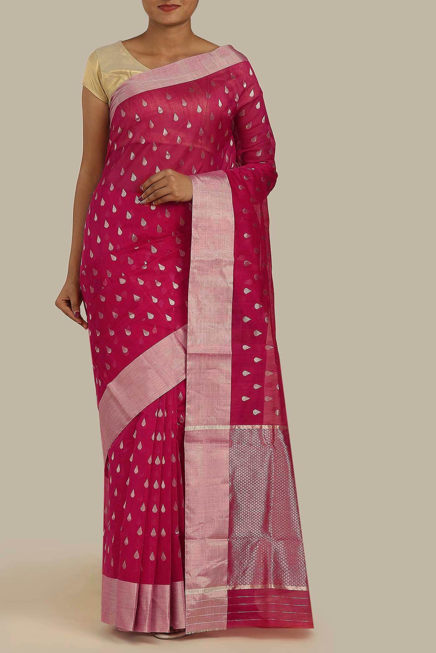 Pink Chanderi Silk Cotton Saree