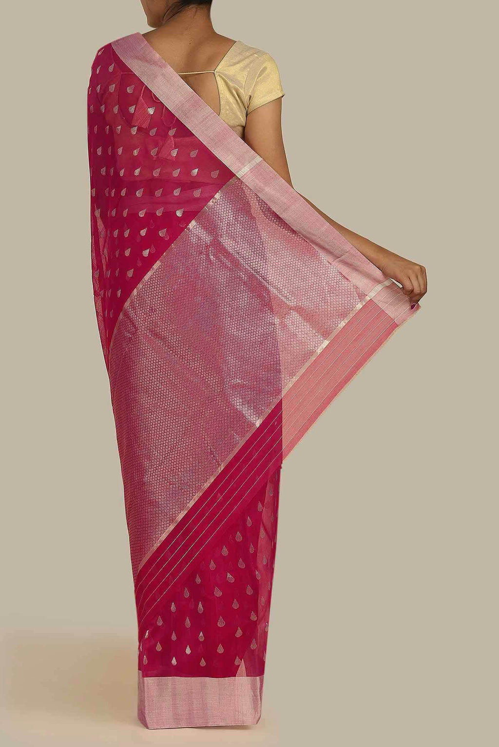 Pink Chanderi Silk Cotton Saree