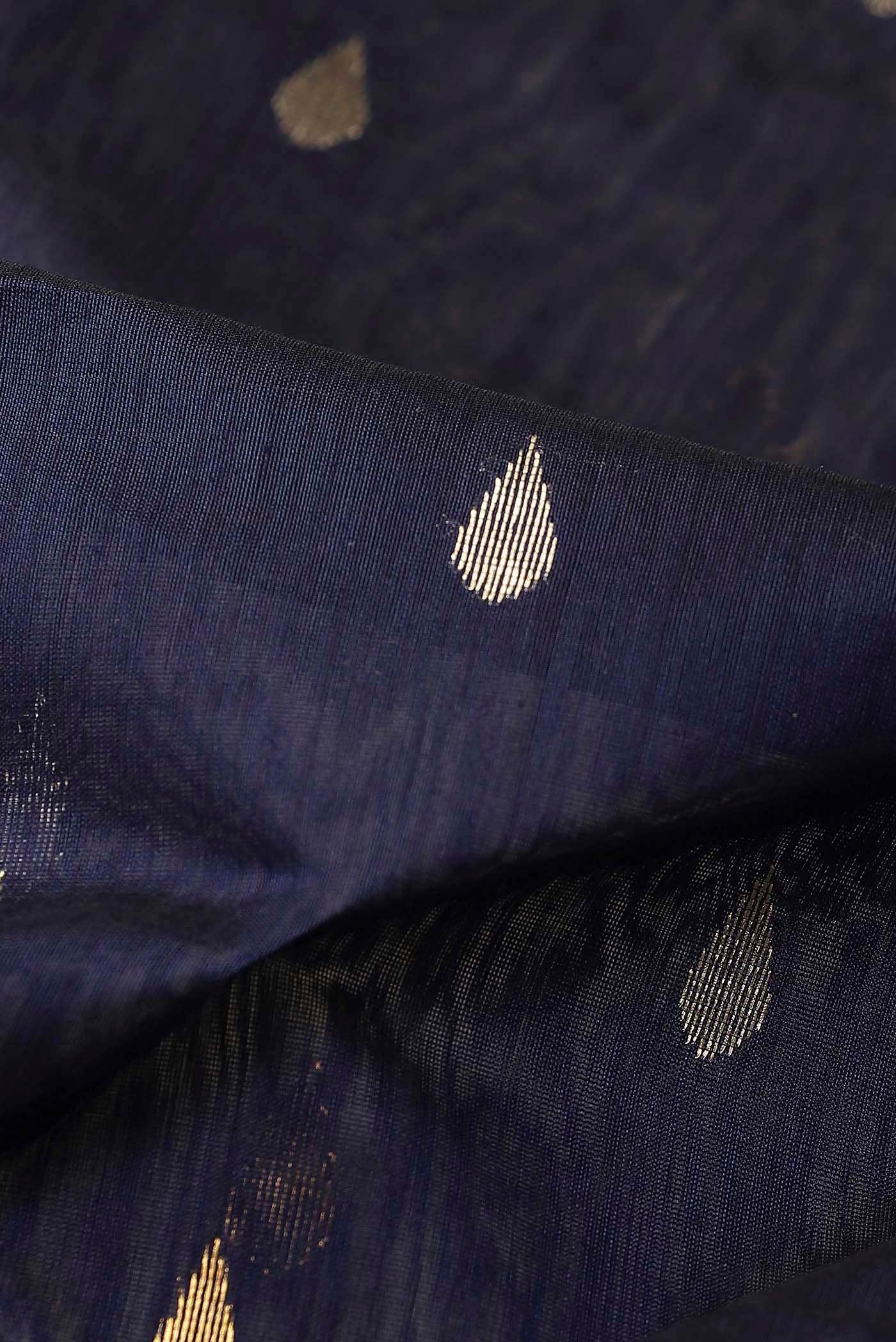 Navy Blue Chanderi Silk Cotton Saree