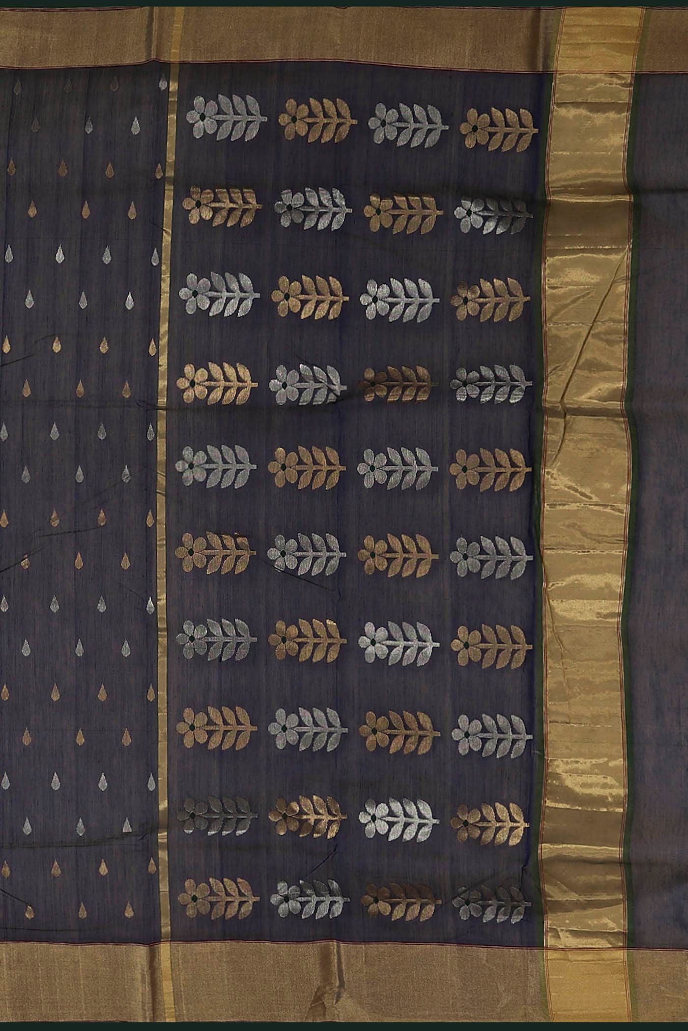 Navy Blue Chanderi Silk Cotton Saree